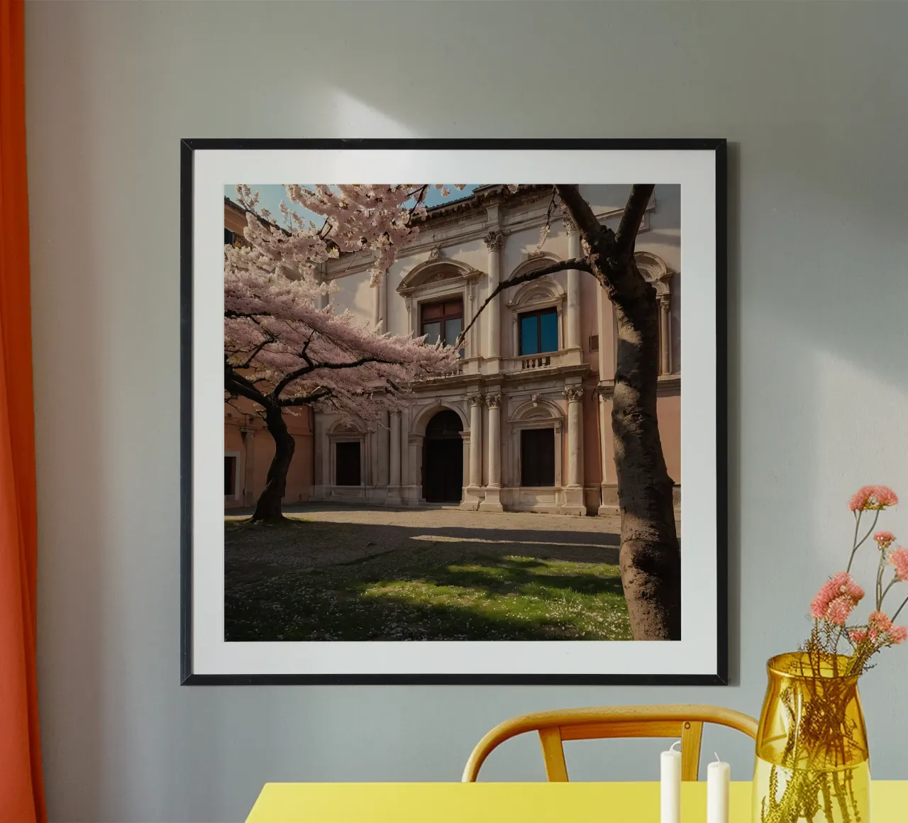 Bellissimi alberi di ciliegio in fiore vicino all'arco storico carta hahnemühle da DesignDoodle