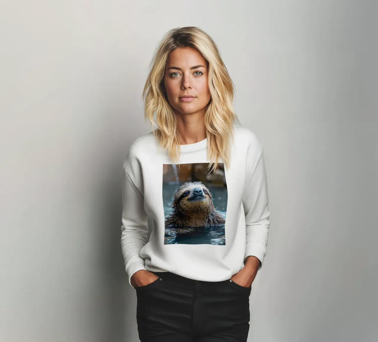 Relax: Sloth in the wellness pool. Meditate in the water sweatshirt by SlothStella
