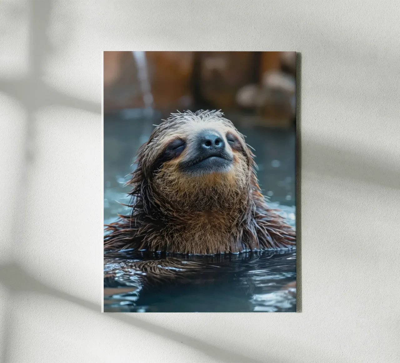 Ontspan: Luier in het wellnesszwembad. Mediteren in het water canvas met Baklijst van SlothStella