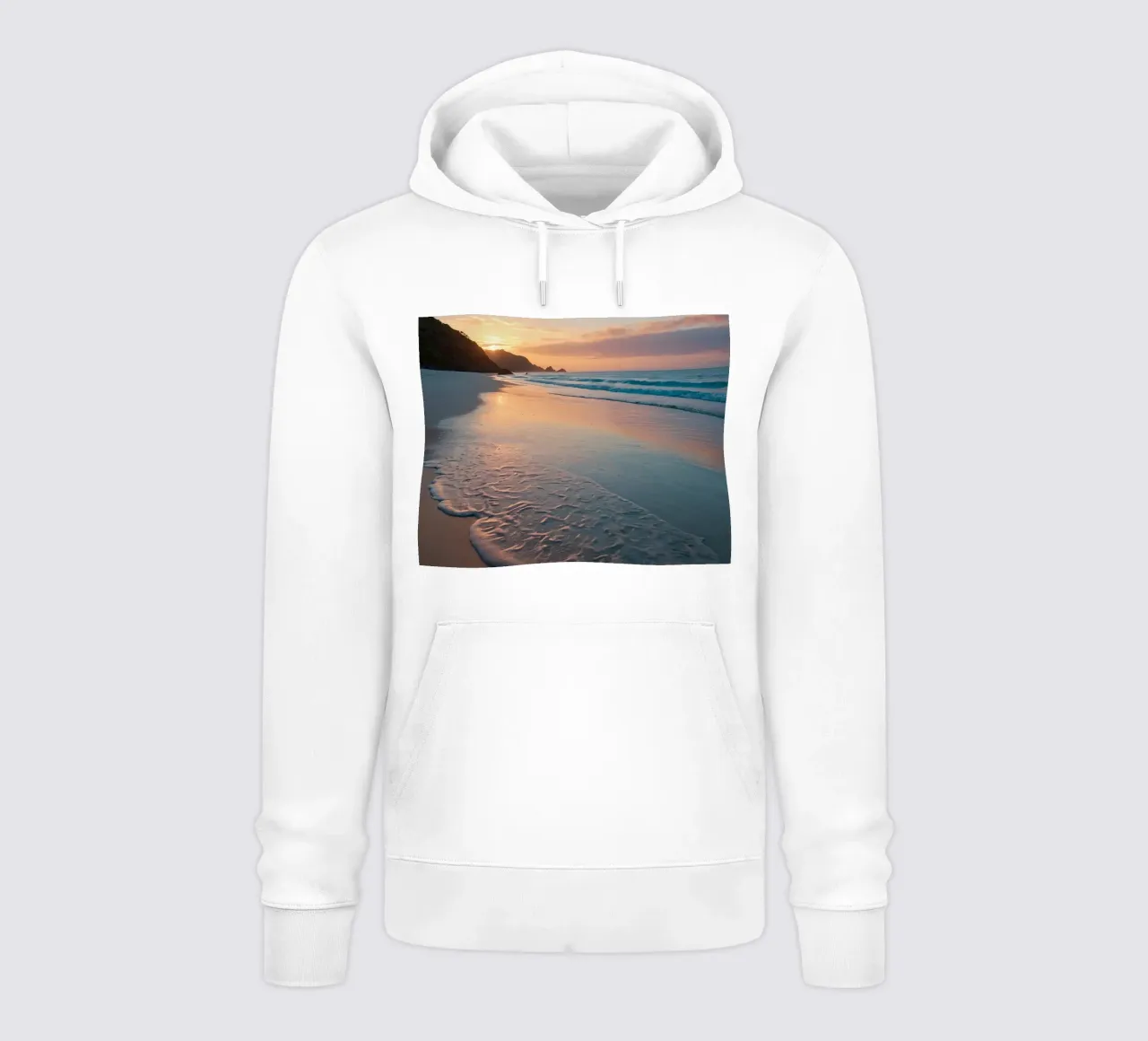 Atardecer en una playa tranquila con suaves olas sudadera con capucha de DesignDoodle