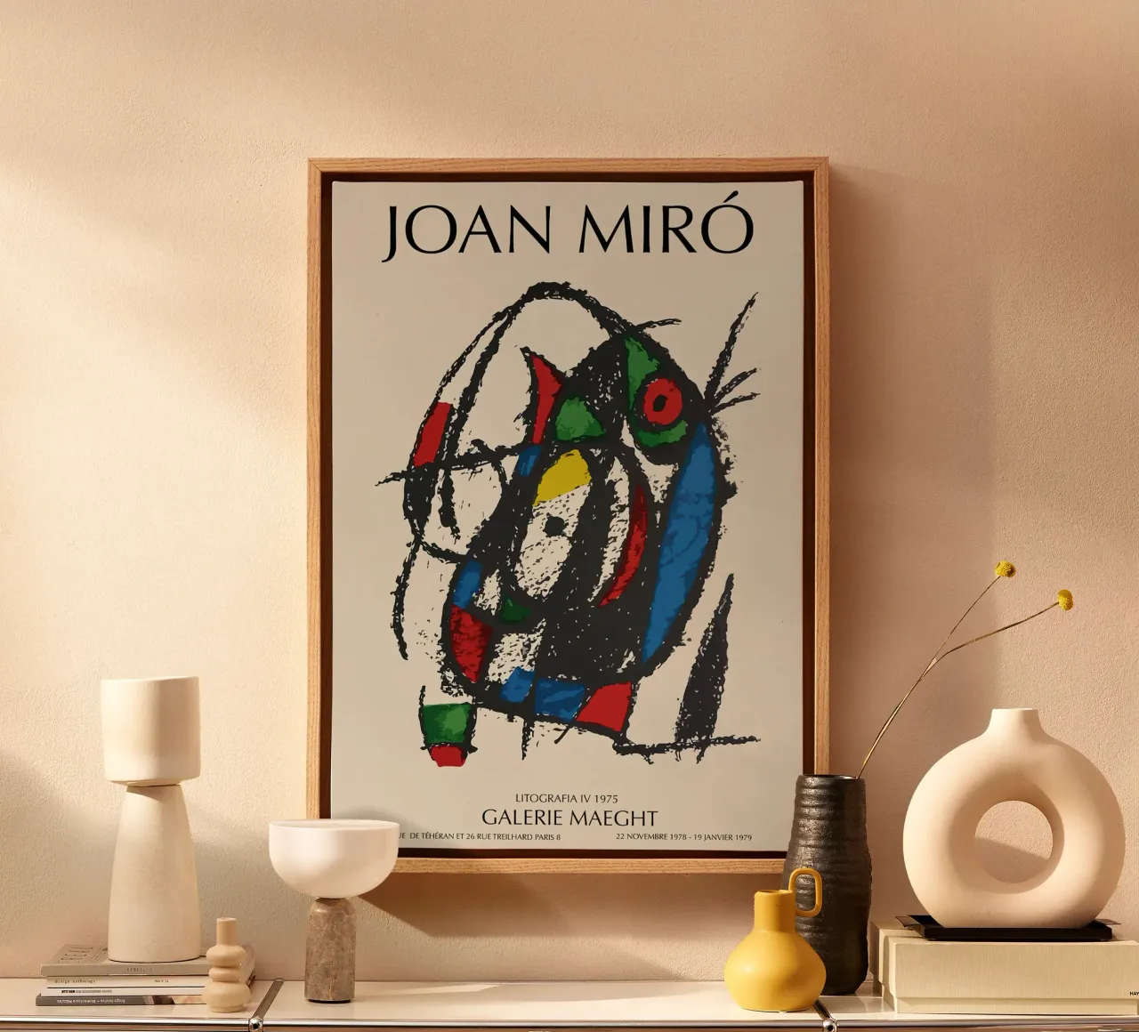 Joan Miro Lithography IV canvas with Floater frame by phillipp veisenberg