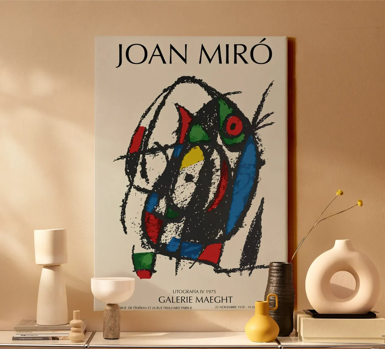 Joan Miro Lithography IV canvas with Floater frame by phillipp veisenberg
