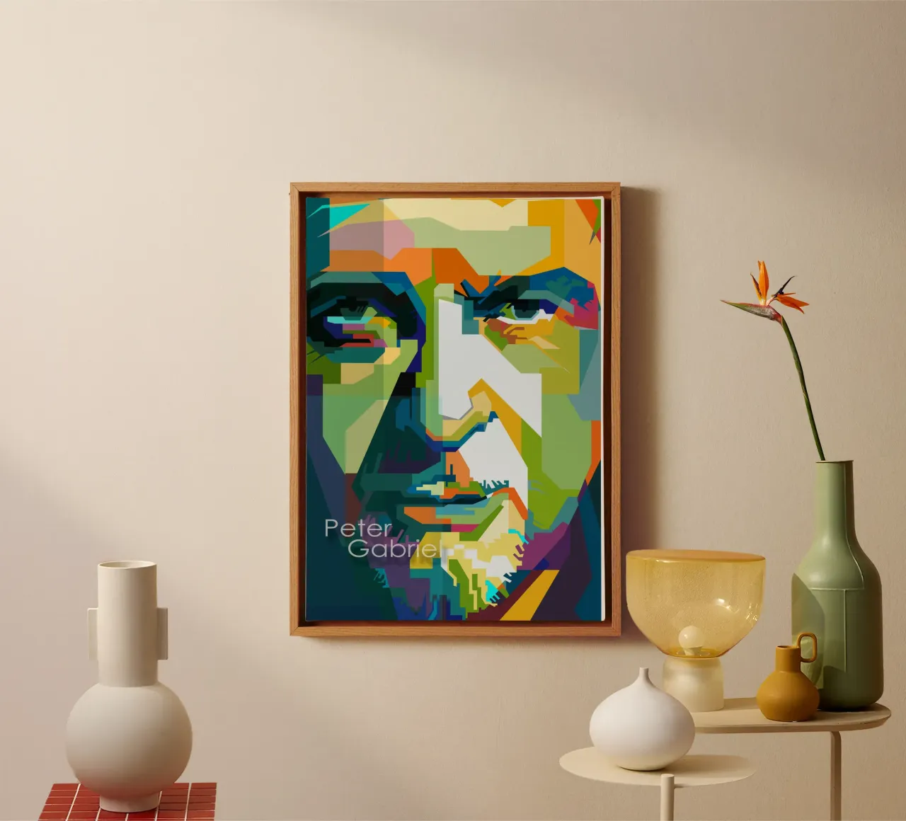 Peter Gabriel Sänger Musiker WPAP Trending Now Leinwand mit Schattenfugenrahmen von Artkreator