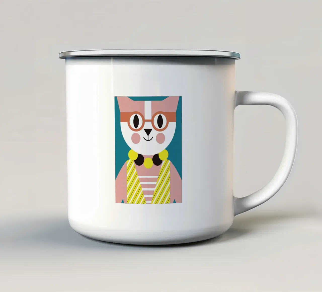 Gatto pagliaccio tazza in smalto da LOOK DIFFERENT