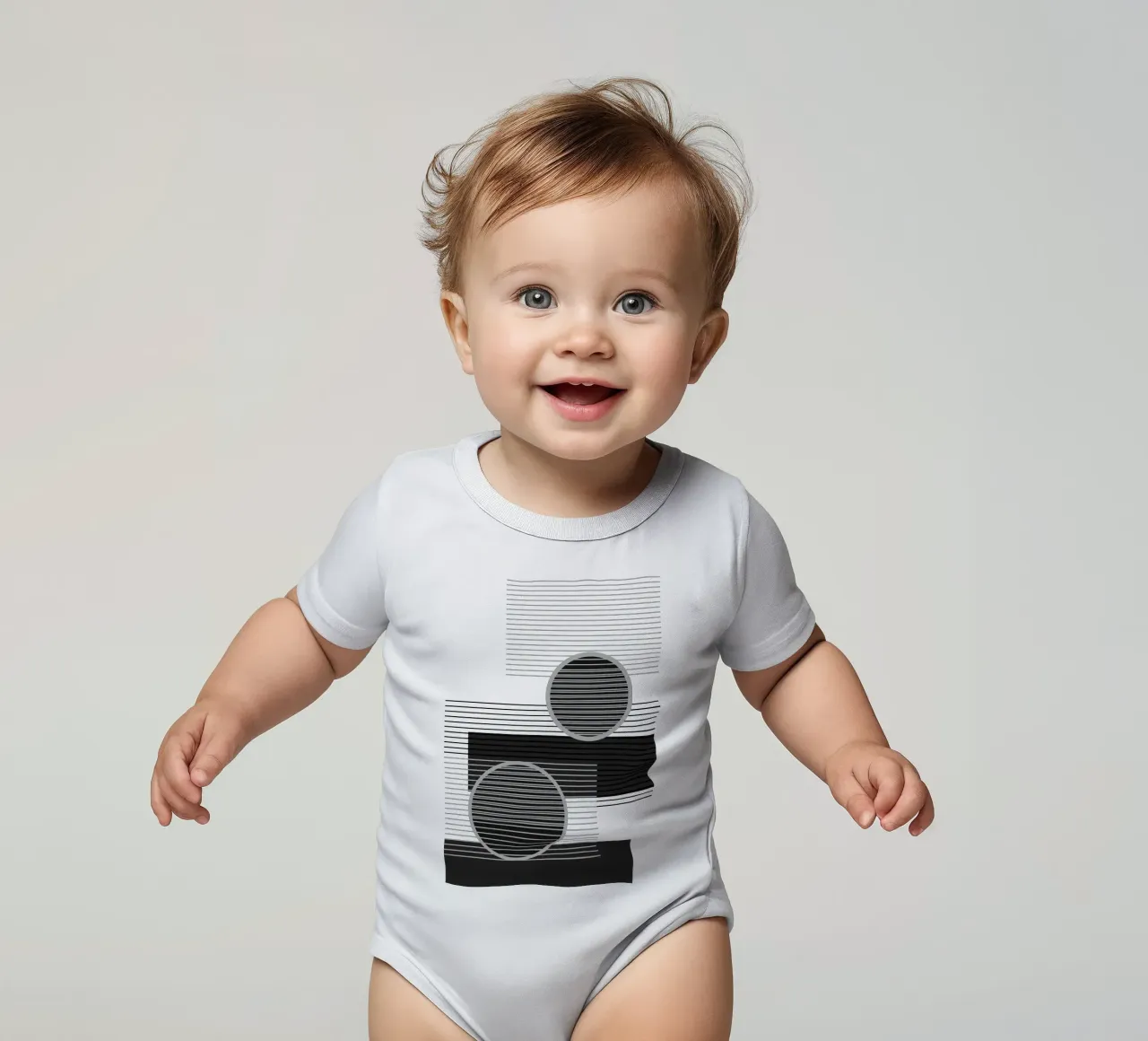 Geometrisch minimalistisch zwart & grijs babyrompertje korte mouwen van SilverPegasus
