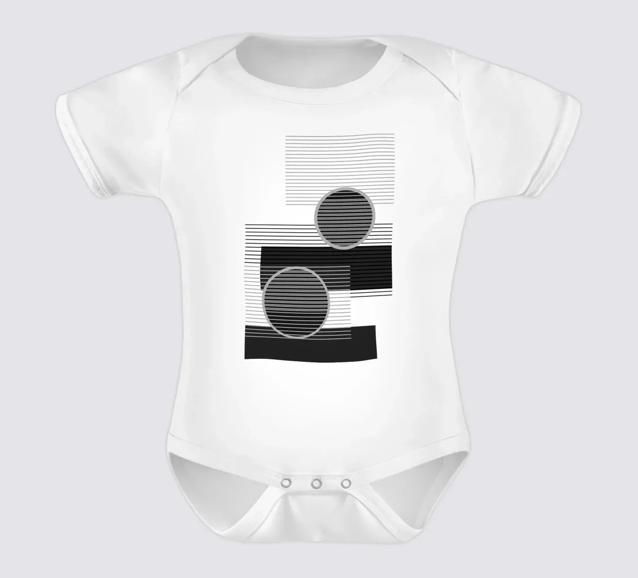Geometrisch minimalistisch zwart & grijs babyrompertje korte mouwen van SilverPegasus