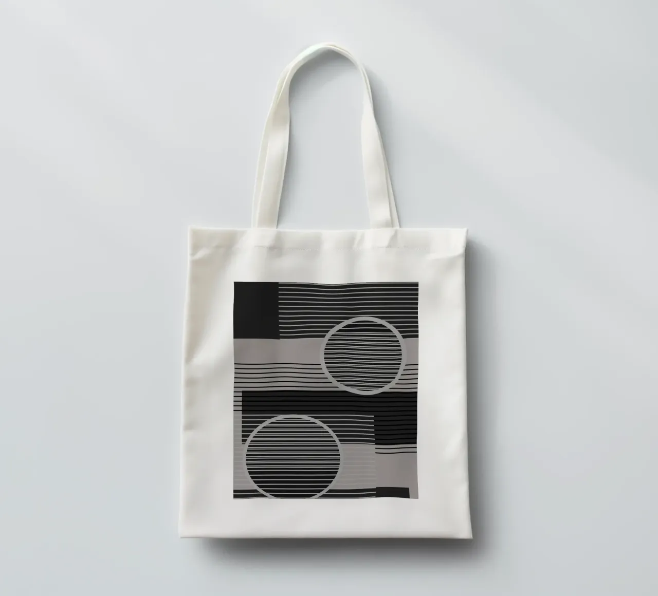 Geometrisch Minimal Schwarz & Grau Jutebeutel von SilverPegasus