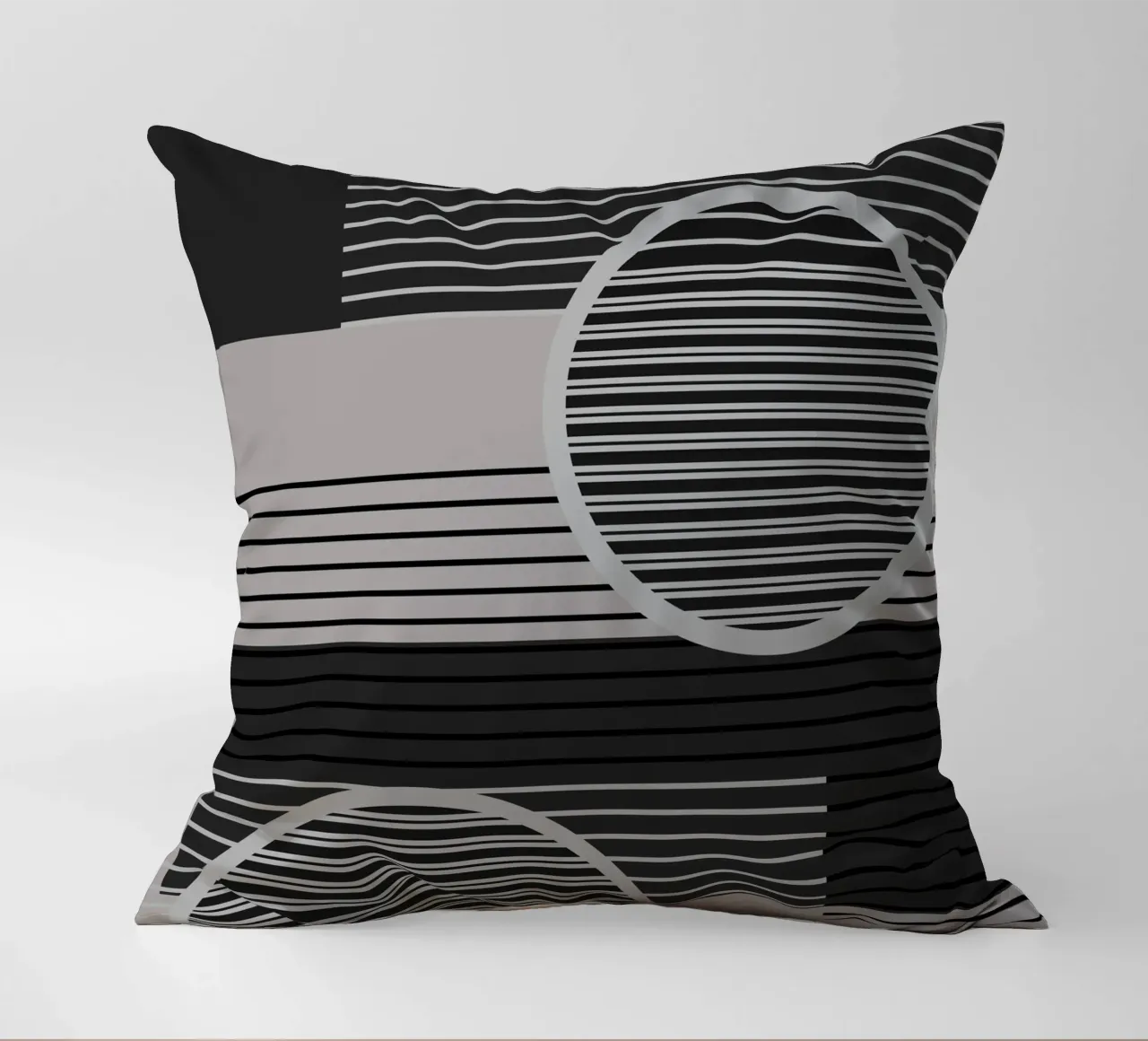 Geometric Minimal Black & Grey decorative cushion by SilverPegasus
