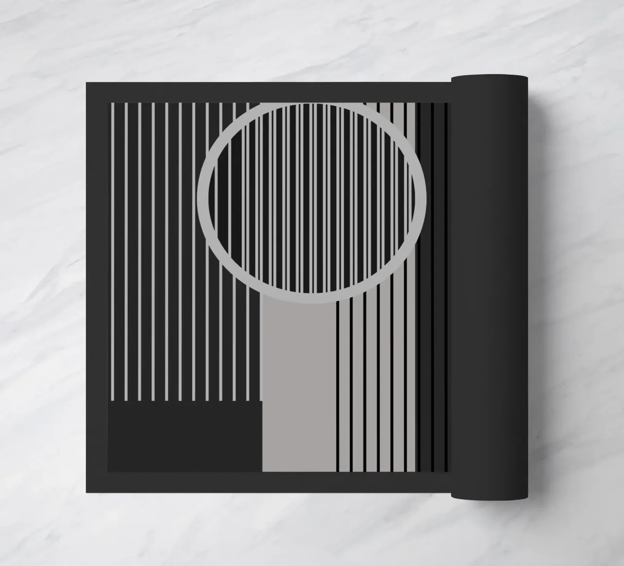 Geometrisch Minimal Schwarz & Grau Fußmatte von SilverPegasus
