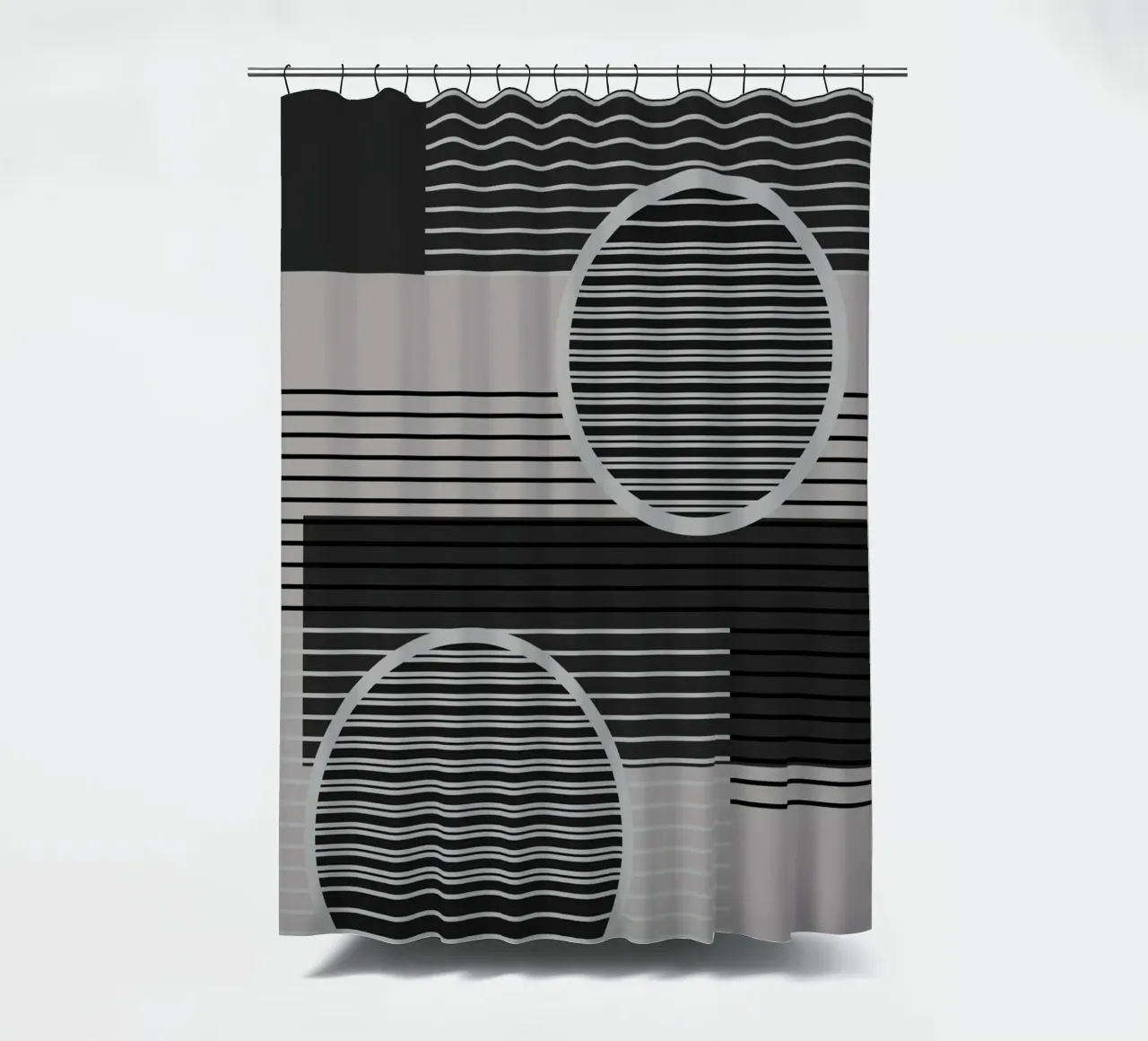 Geometrisch Minimal Schwarz & Grau Duschvorhang von SilverPegasus