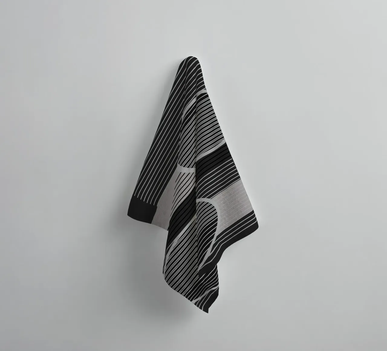 Geometrisch minimalistisch zwart & grijs badhanddoek van SilverPegasus