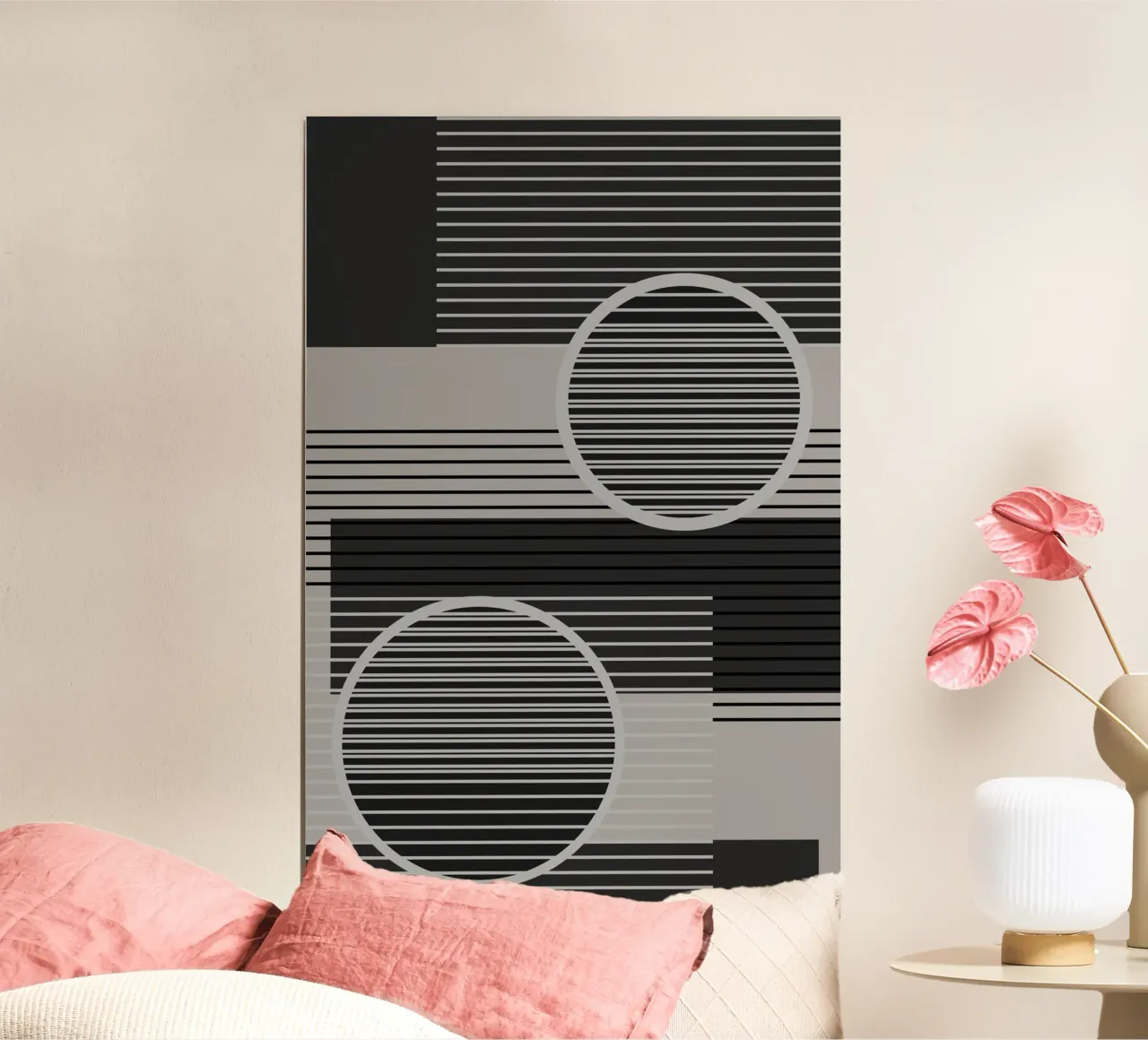 Geometrisch minimalistisch zwart & grijs hahnemühle van SilverPegasus