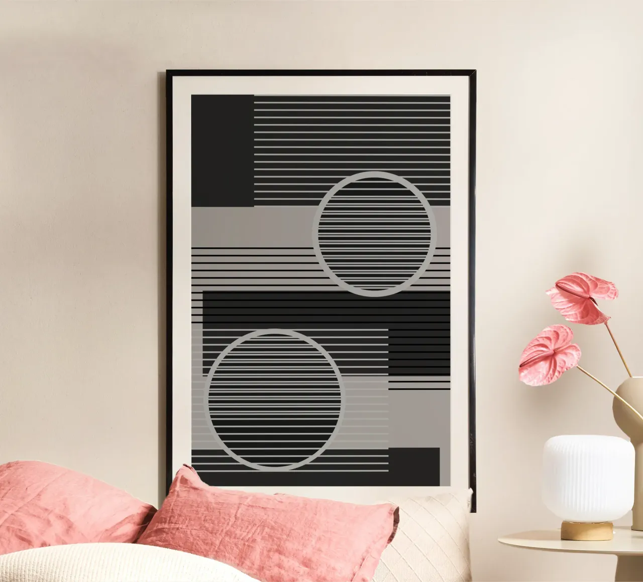 Geometrisch minimalistisch zwart & grijs hahnemühle van SilverPegasus