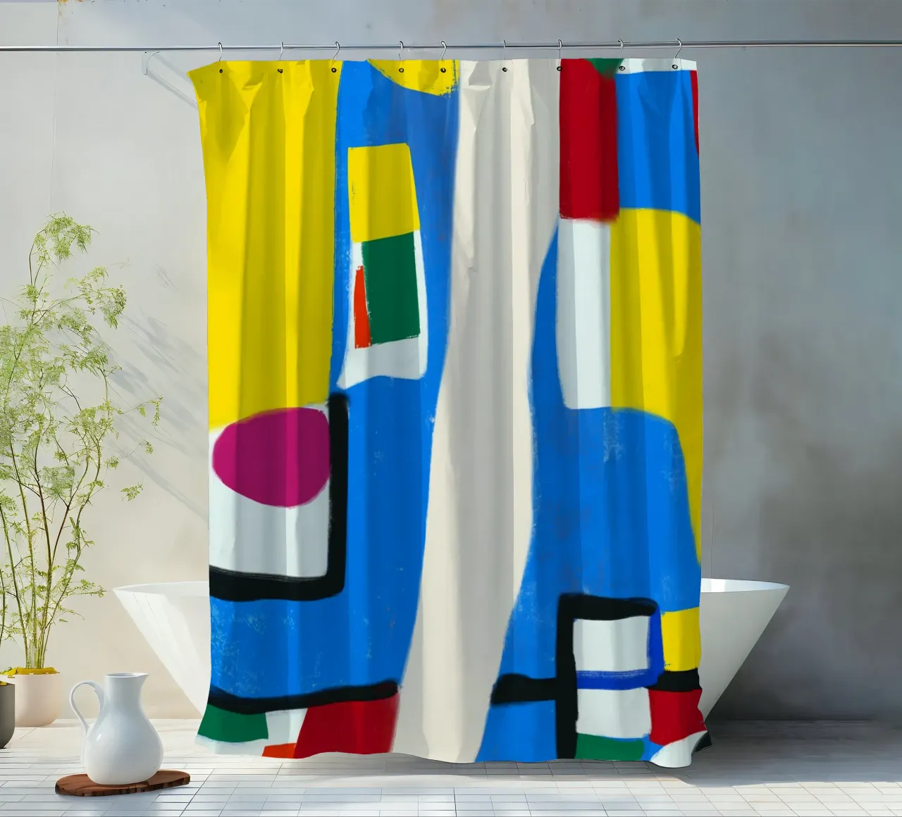 Vibrant map shower curtain by Little Dean