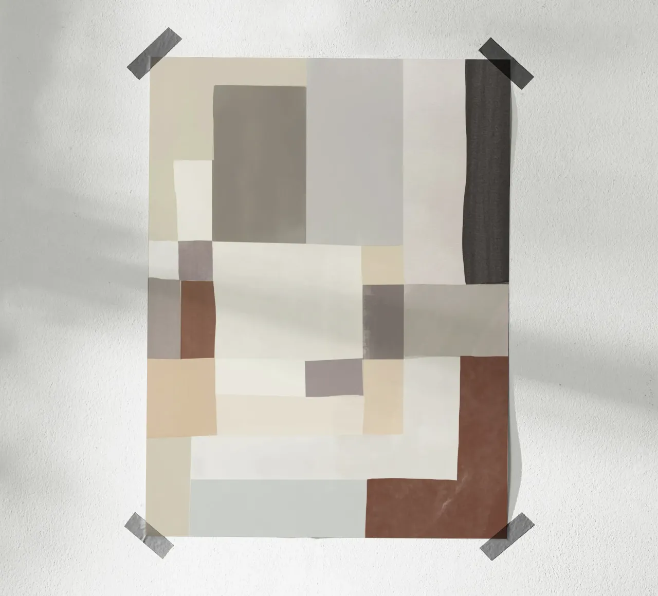 Zachte pastel abstracte compositie hahnemühle van Little Dean