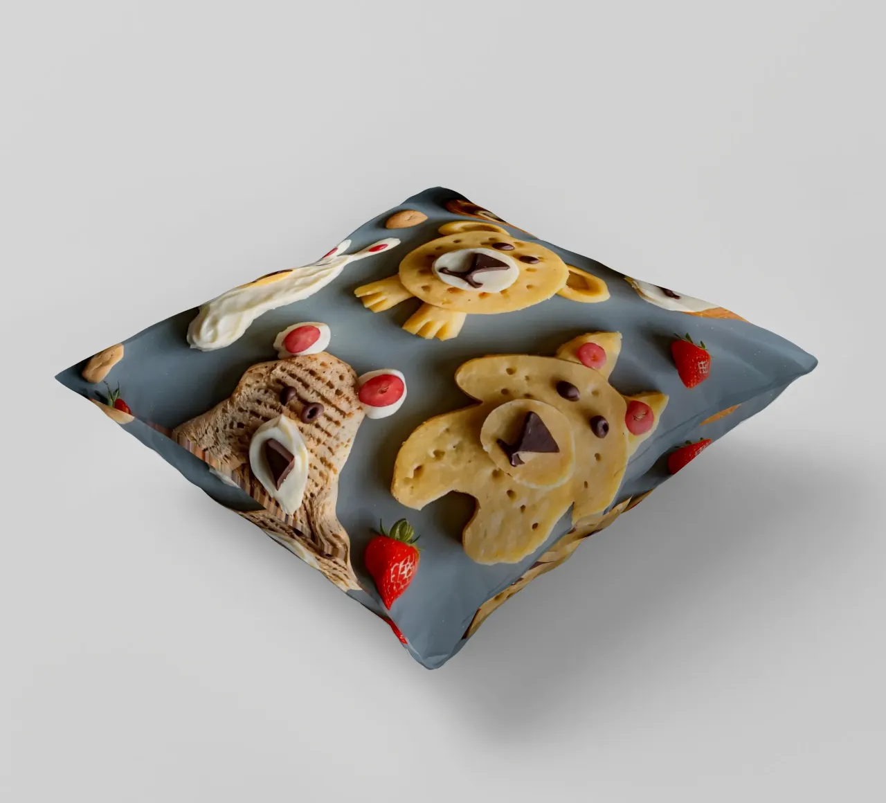 Creatieve koekjes met beerthema, versierd met fruit en chocolade kussen van DesignDoodle