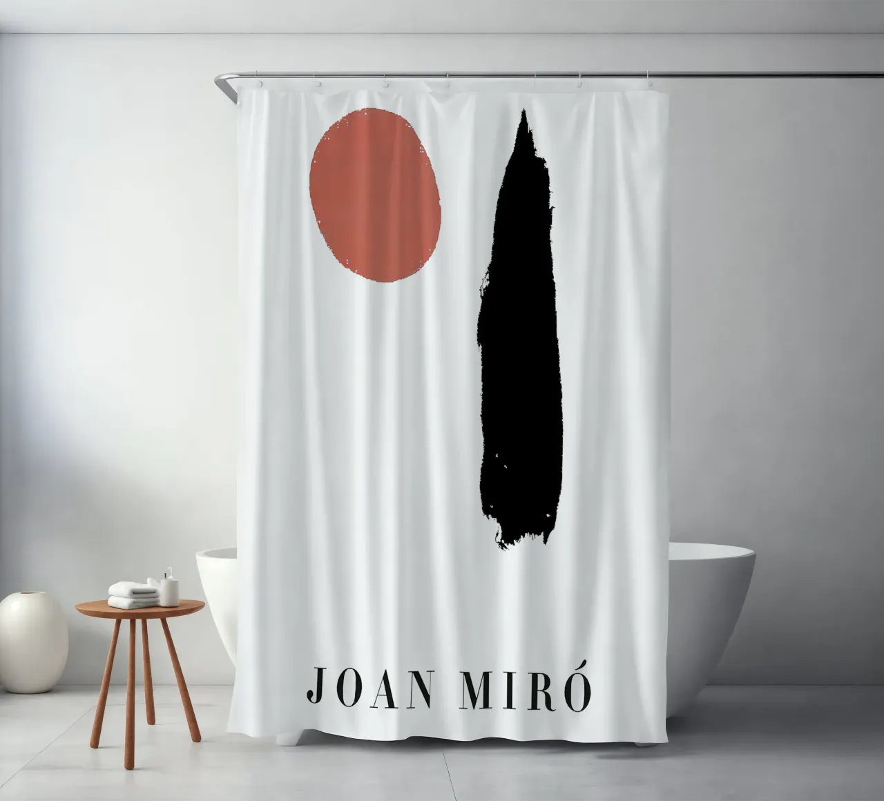 Joan Miro Minimalist Dots and Line shower curtain by phillipp veisenberg