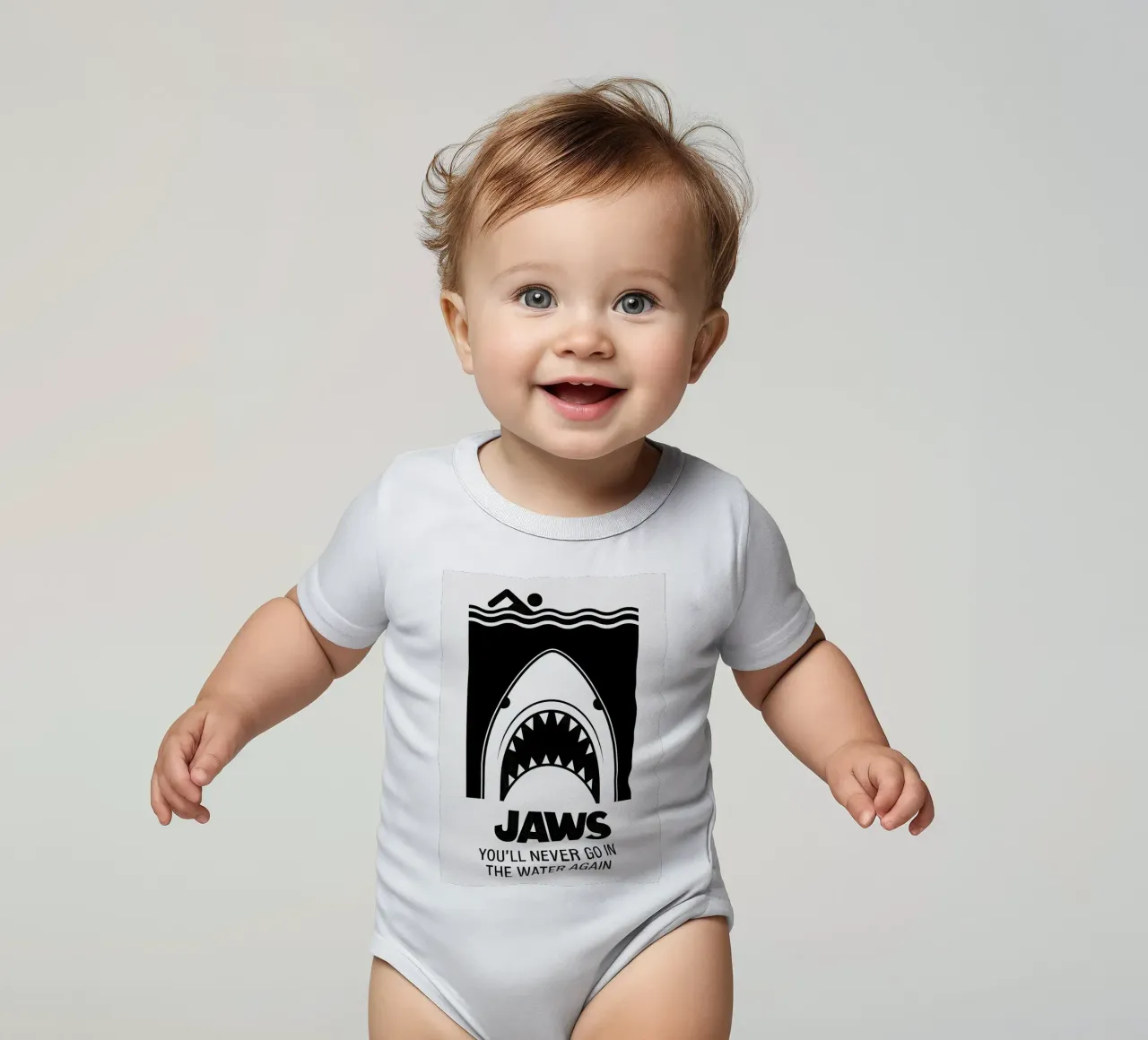 Jaws babyrompertje korte mouwen van MoviesArt