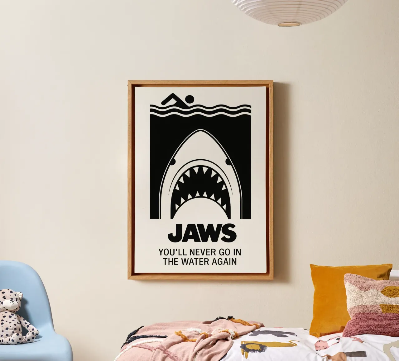 Jaws tela con Cornice a cassetta da MoviesArt