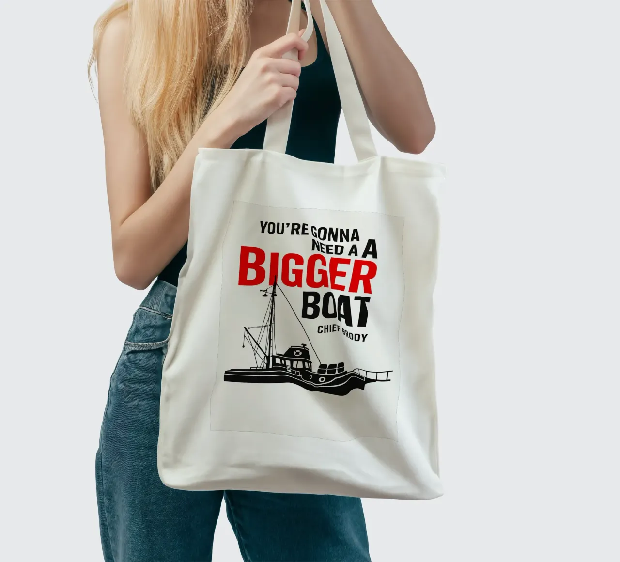 Jaws Print borsa in juta da MoviesArt