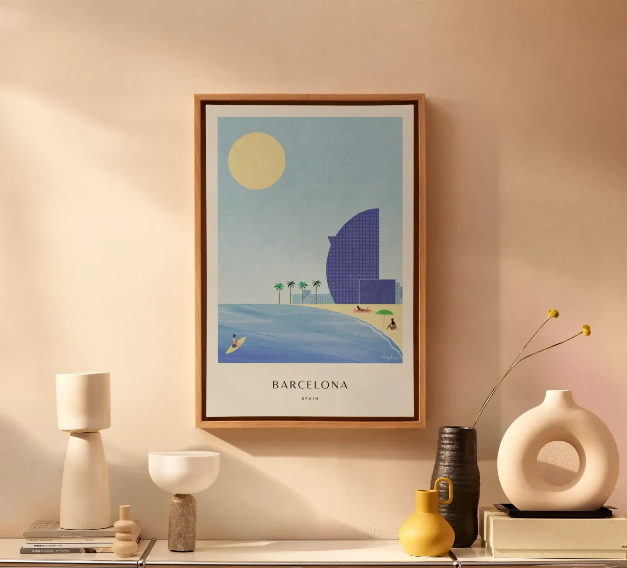 Barcelona - Series II Leinwand mit Schattenfugenrahmen von Henry Rivers