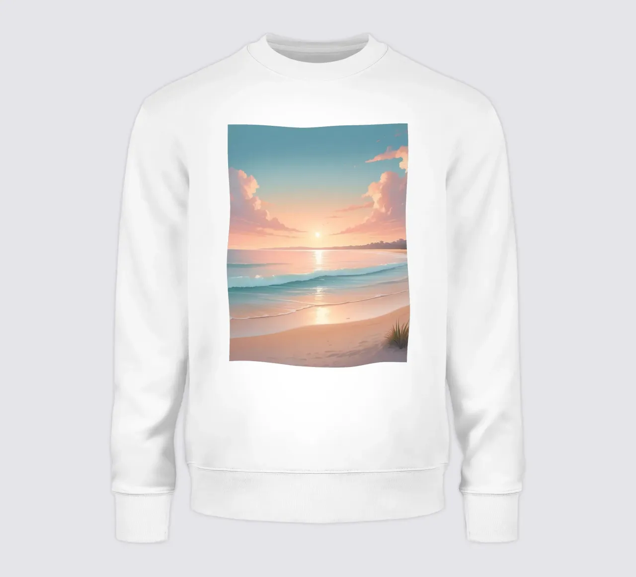 Splendido tramonto su una spiaggia tranquilla con dolci onde felpa da DesignDoodle
