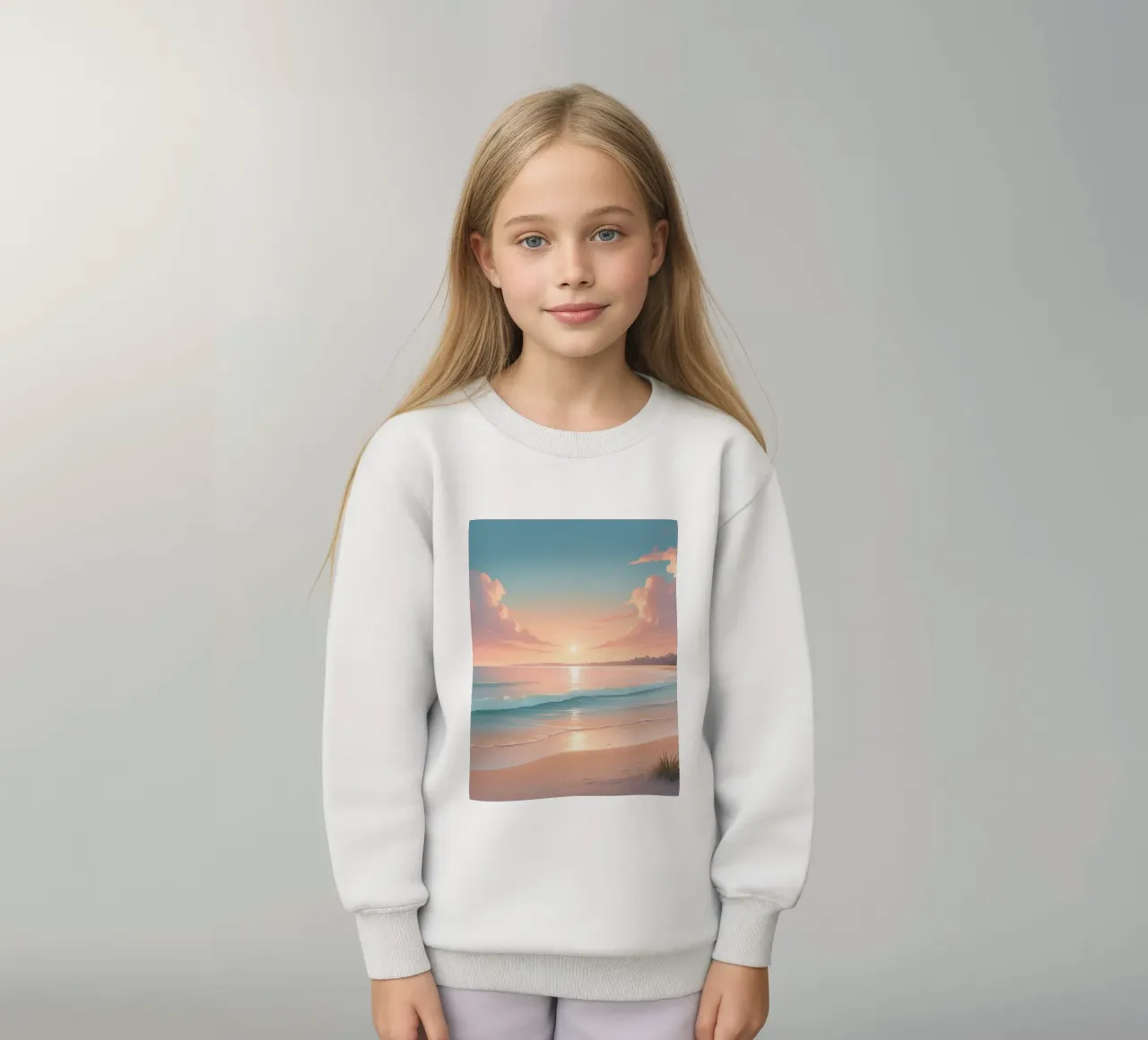 Splendido tramonto su una spiaggia tranquilla con dolci onde felpa bambino da DesignDoodle