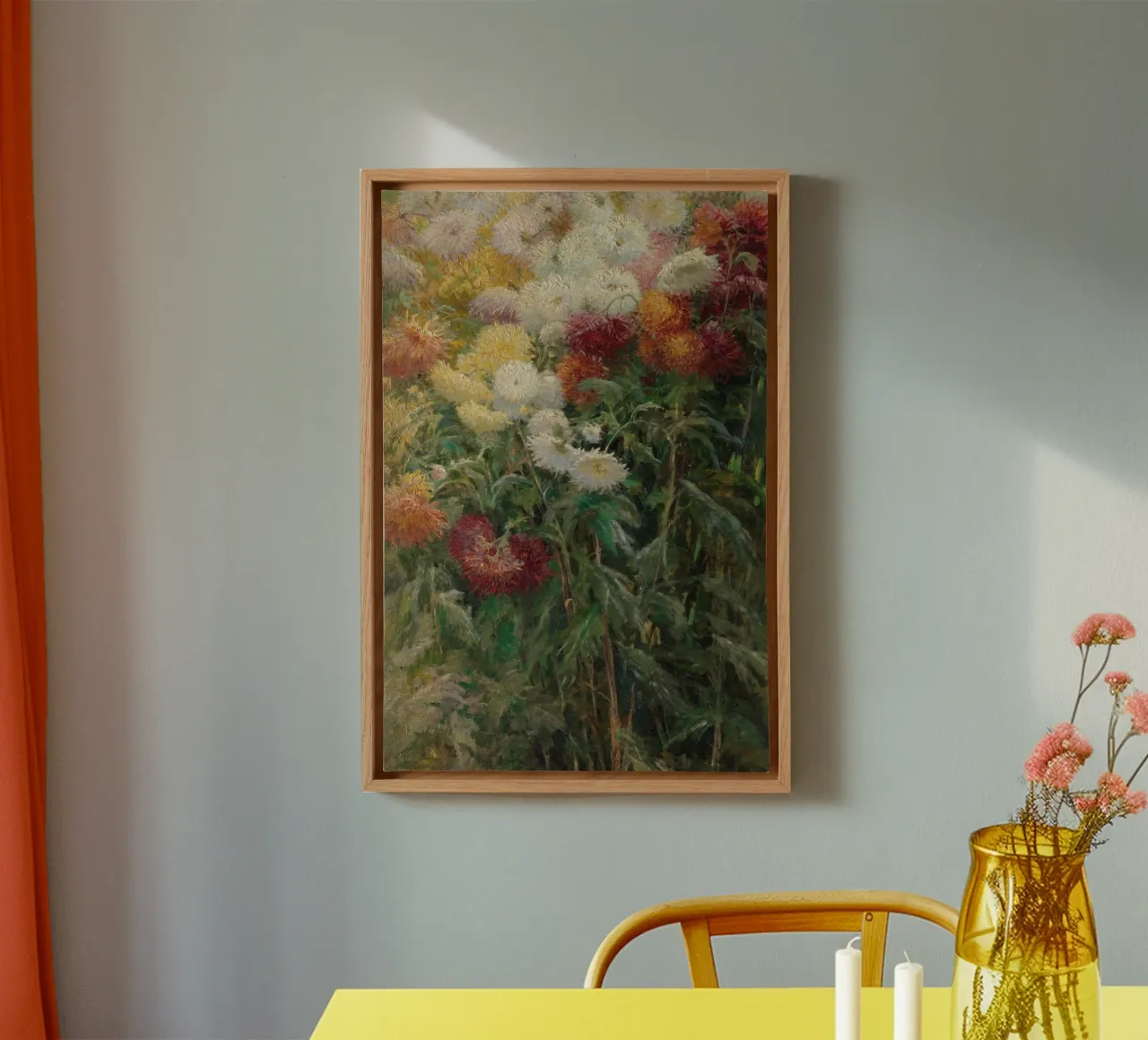 Crisantemi in giardino di Gustave Caillebotte tela con Cornice a cassetta da Pretty Flowers Vintage Botanicals