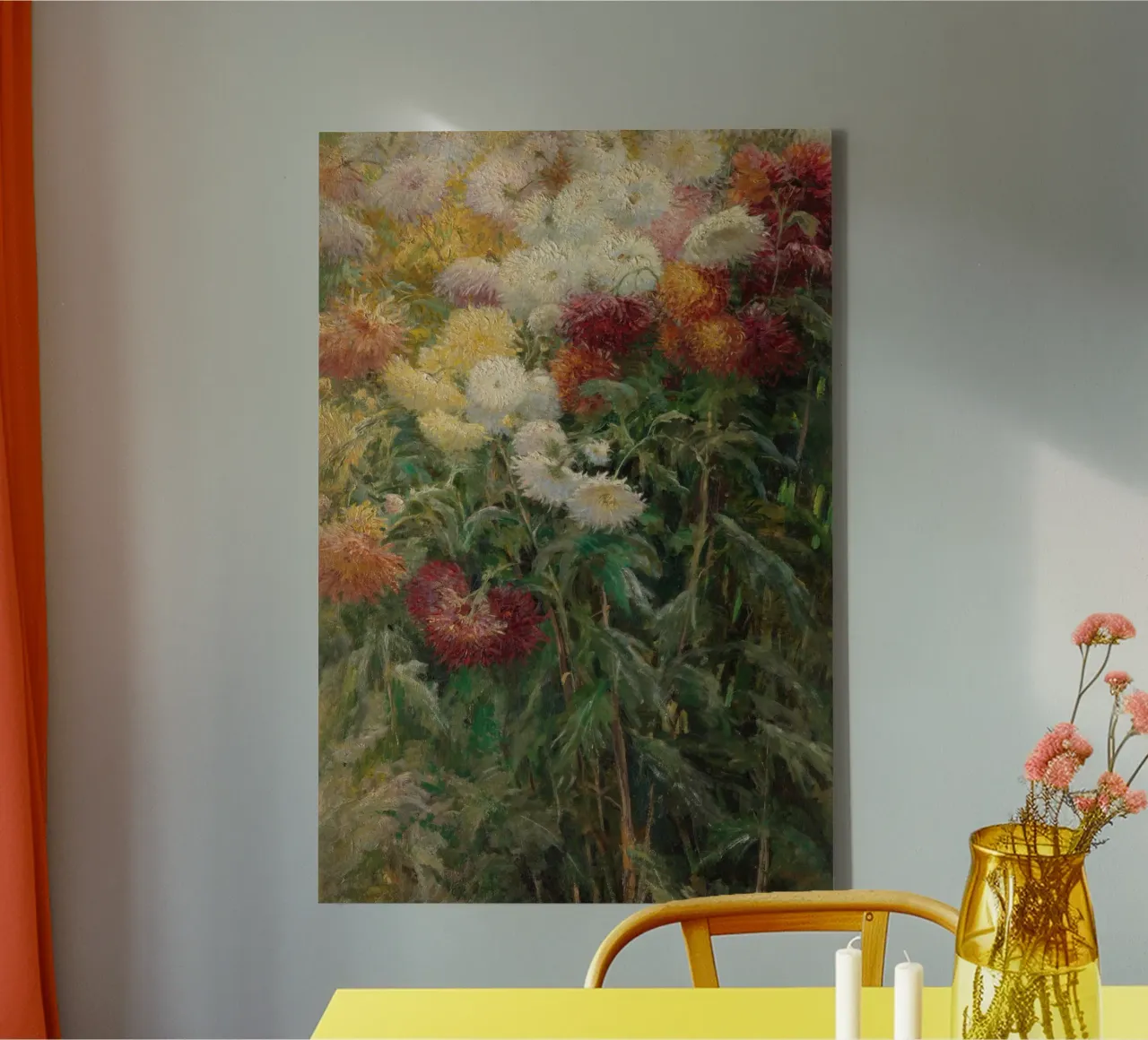 Crisantemi in giardino di Gustave Caillebotte tela con Cornice a cassetta da Pretty Flowers Vintage Botanicals
