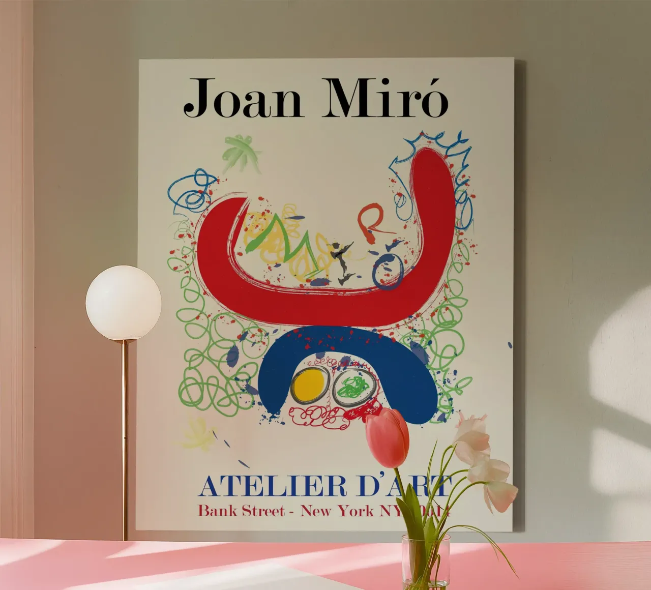 JOAN MIRO ATELIER DART POSTER canvas met Baklijst van phillipp veisenberg