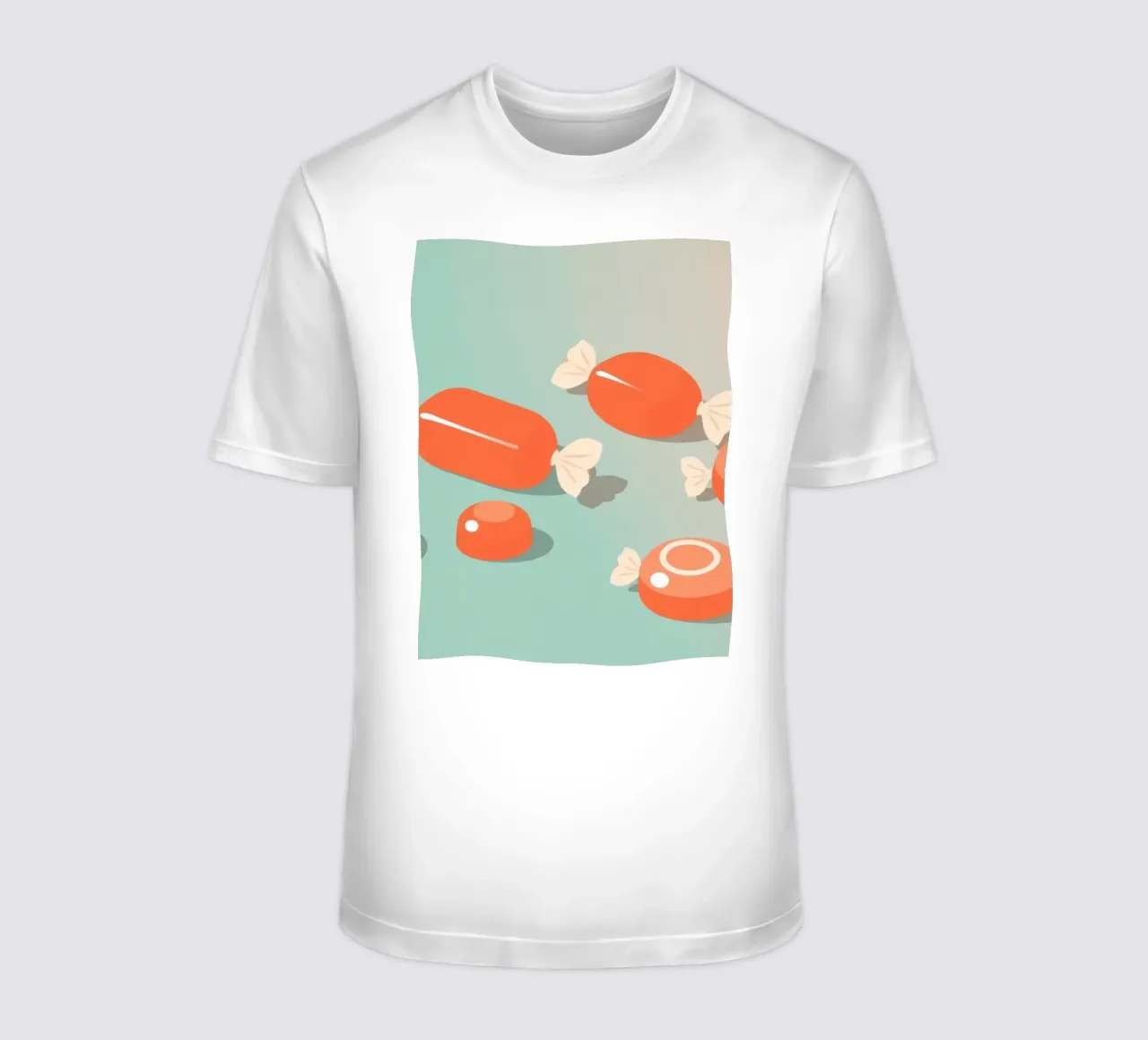 Diseño plano moderno ilustración caramelos de gelatina colores pastel camiseta de DesignDoodle