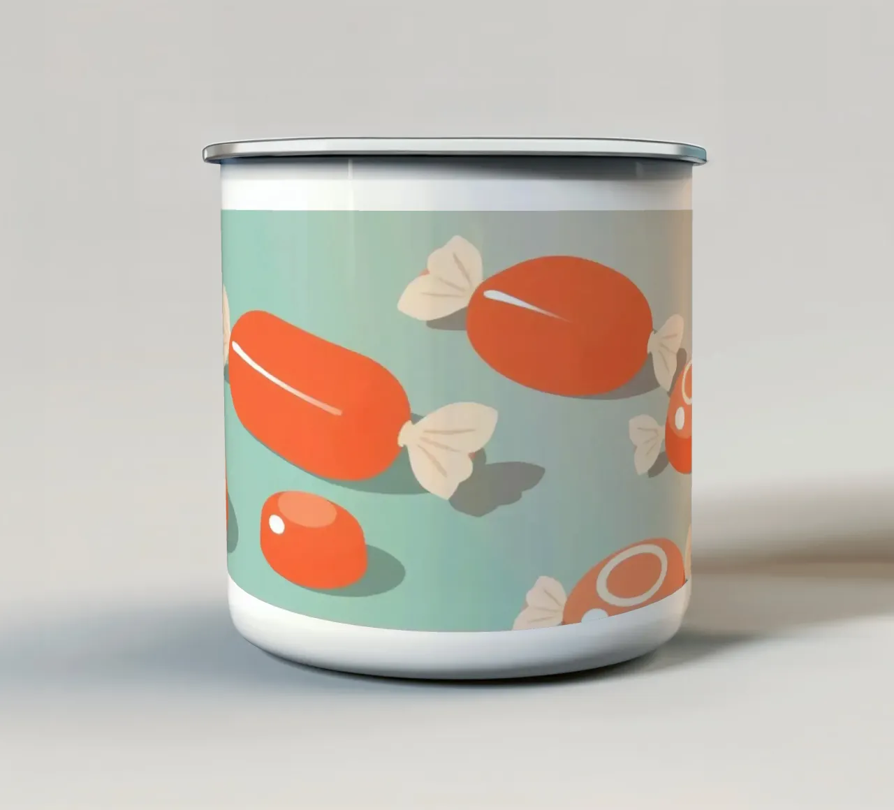 Modern flat design illustration jelly candies pastel colors enamel mug by DesignDoodle