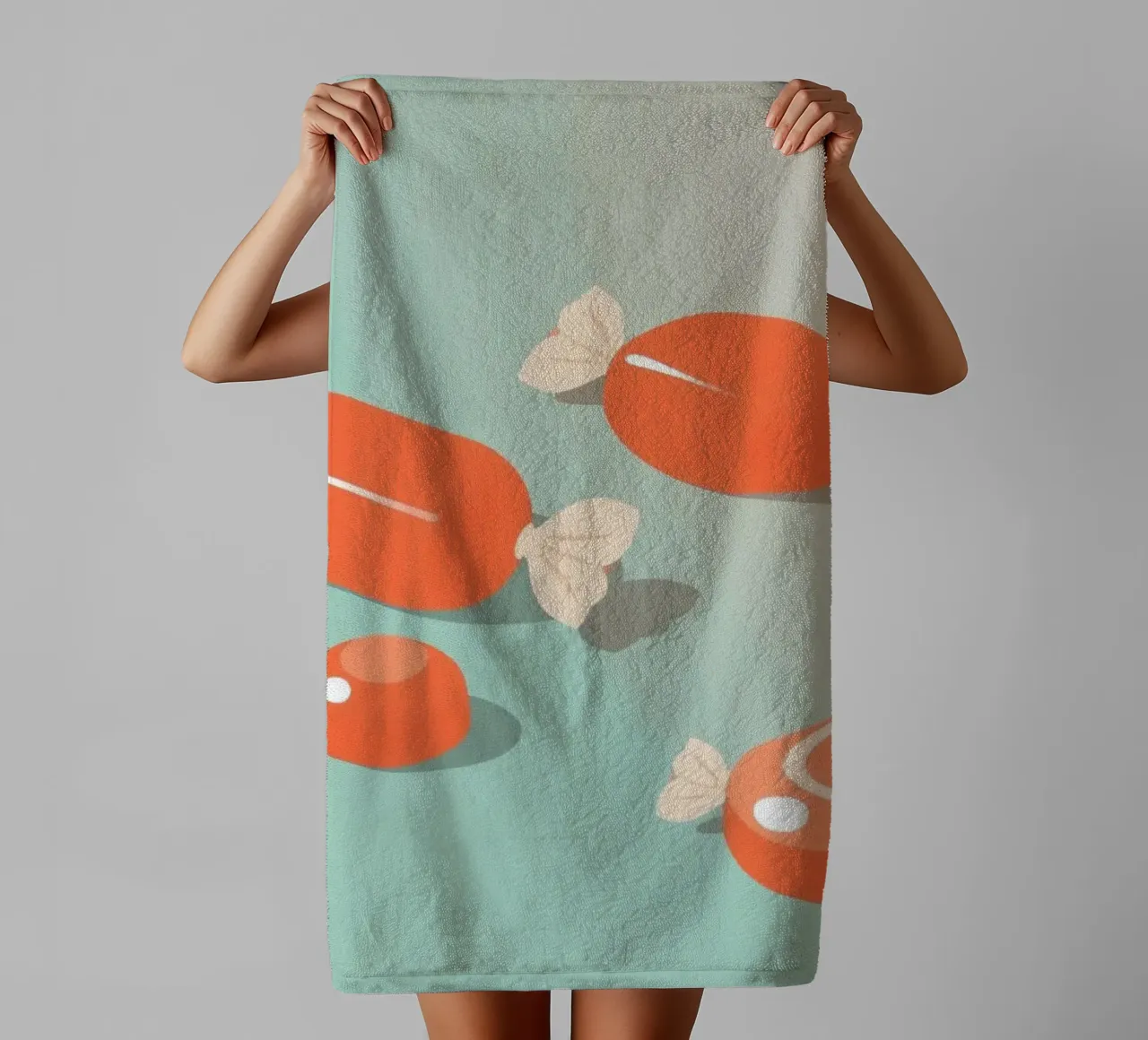 Modern flat design illustration jelly candies pastel colors towel by DesignDoodle