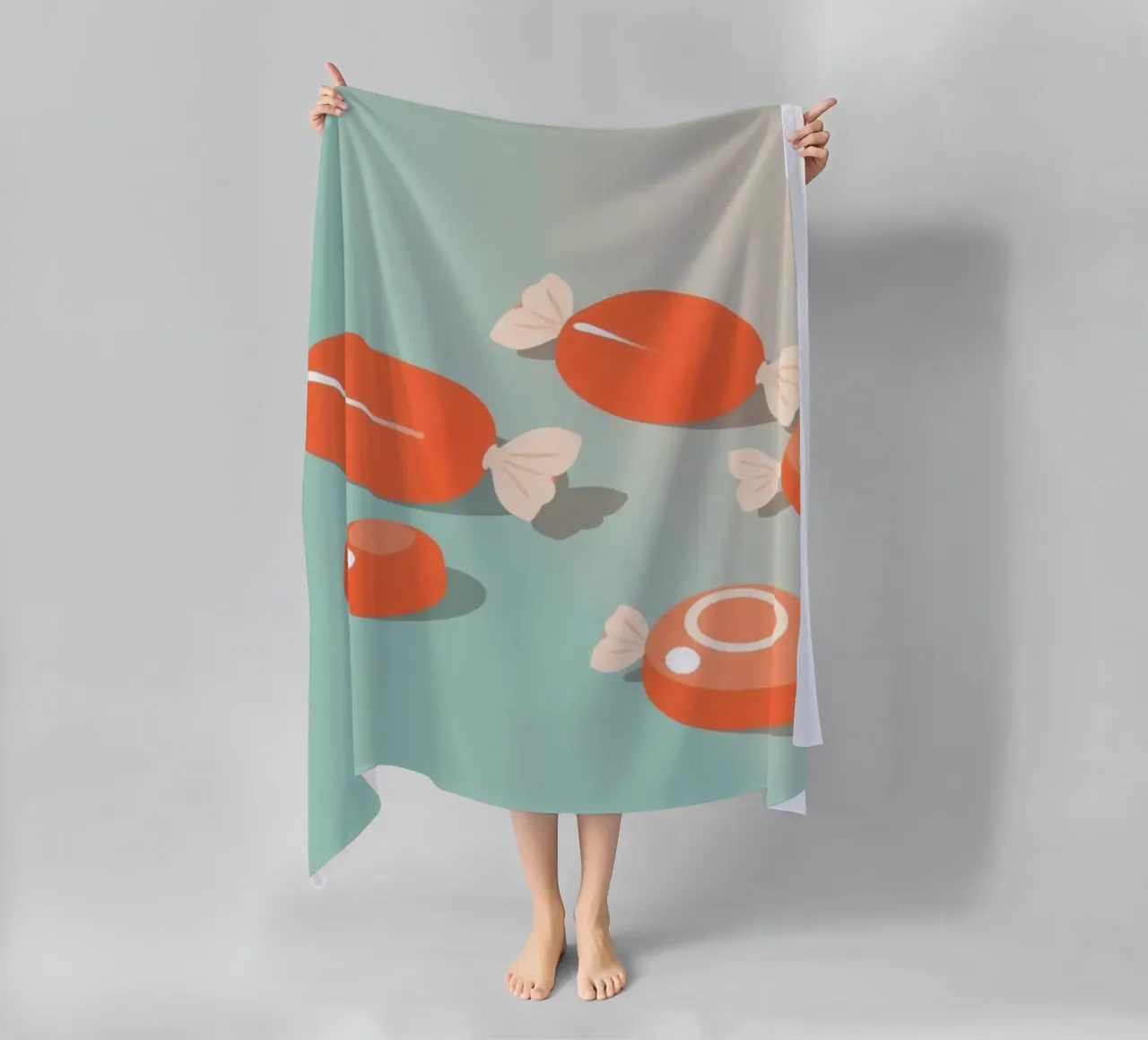 Illustrazione moderna di design piatto caramelle di gelatina colori pastello telo mare da DesignDoodle