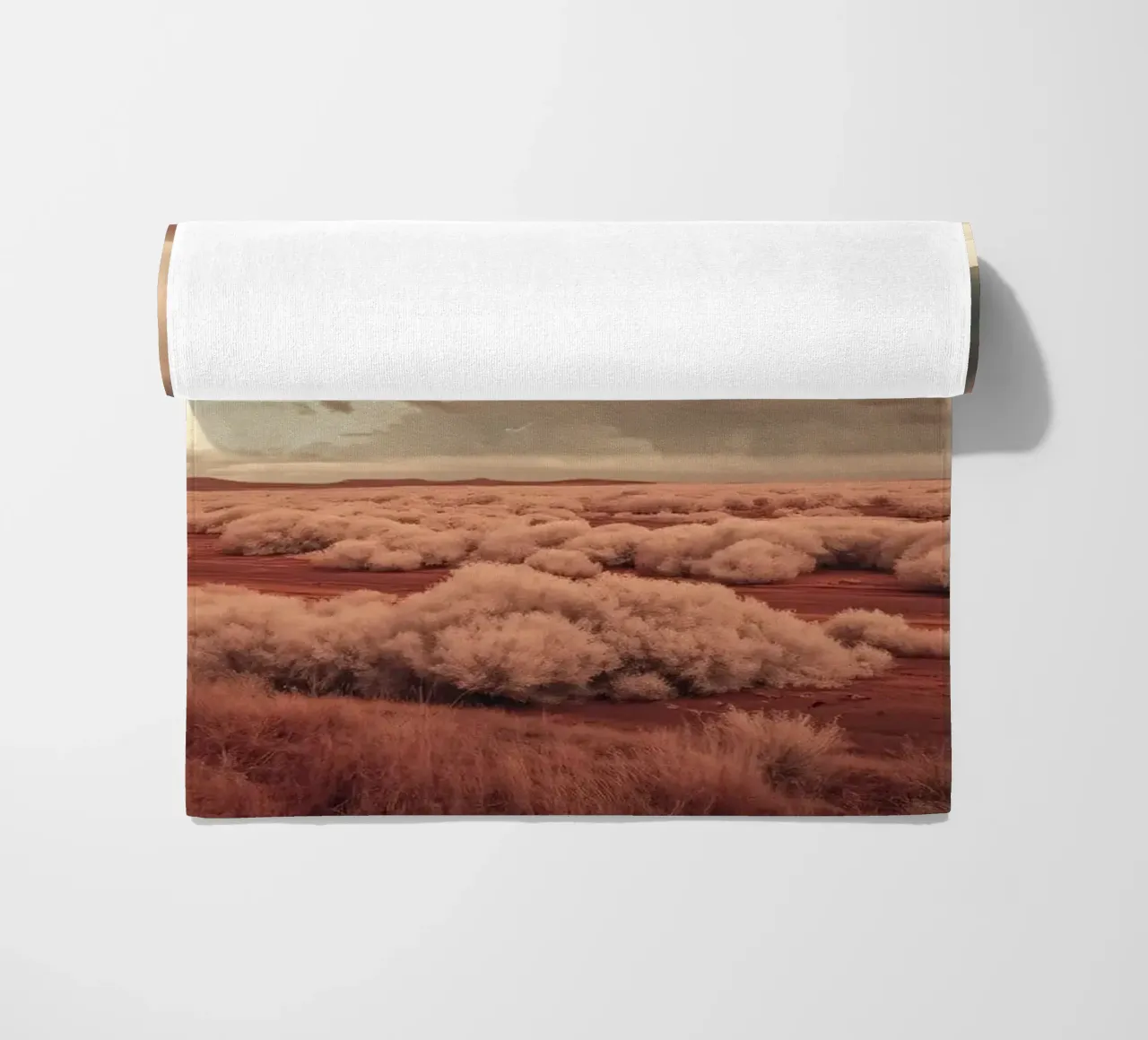 Vast desert landscape showcasing dramatic clouds & wildernes beach towel by DesignDoodle