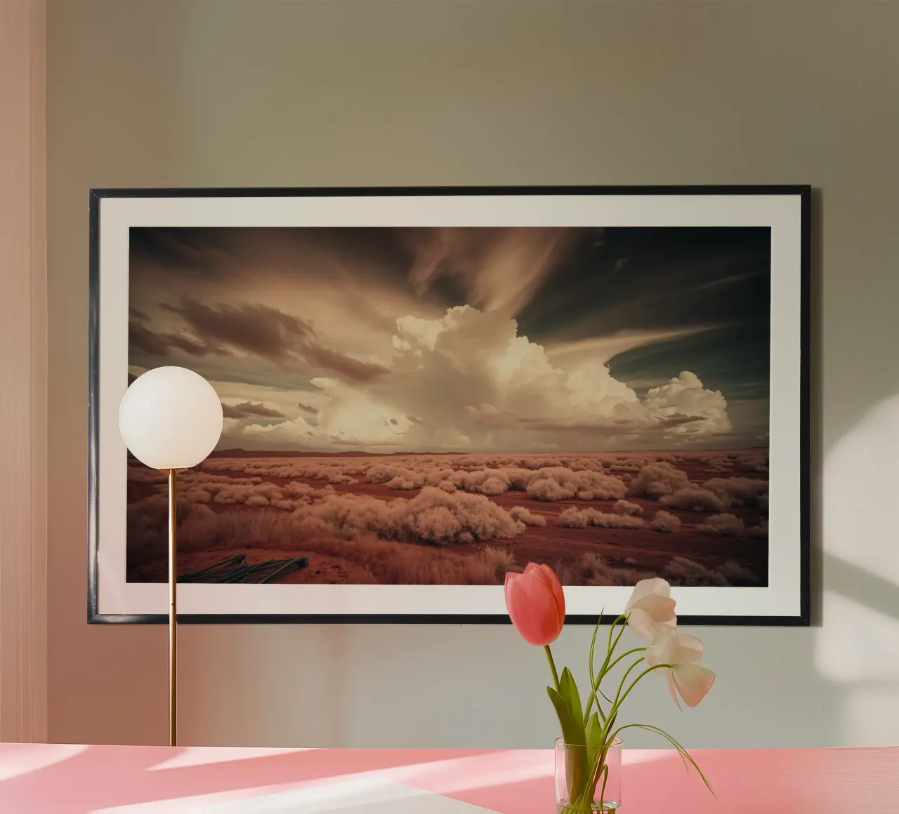 Vast desert landscape showcasing dramatic clouds & wildernes poster by DesignDoodle