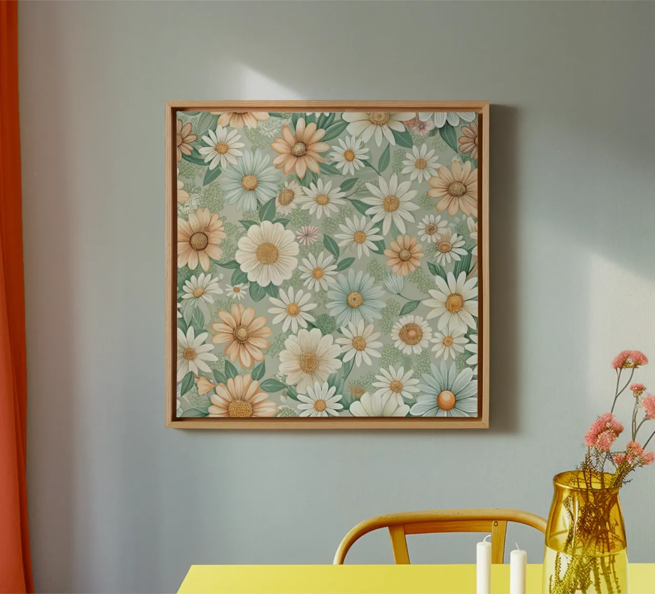 Daisy Reverie tela con Cornice a cassetta da Botanical Pattern House