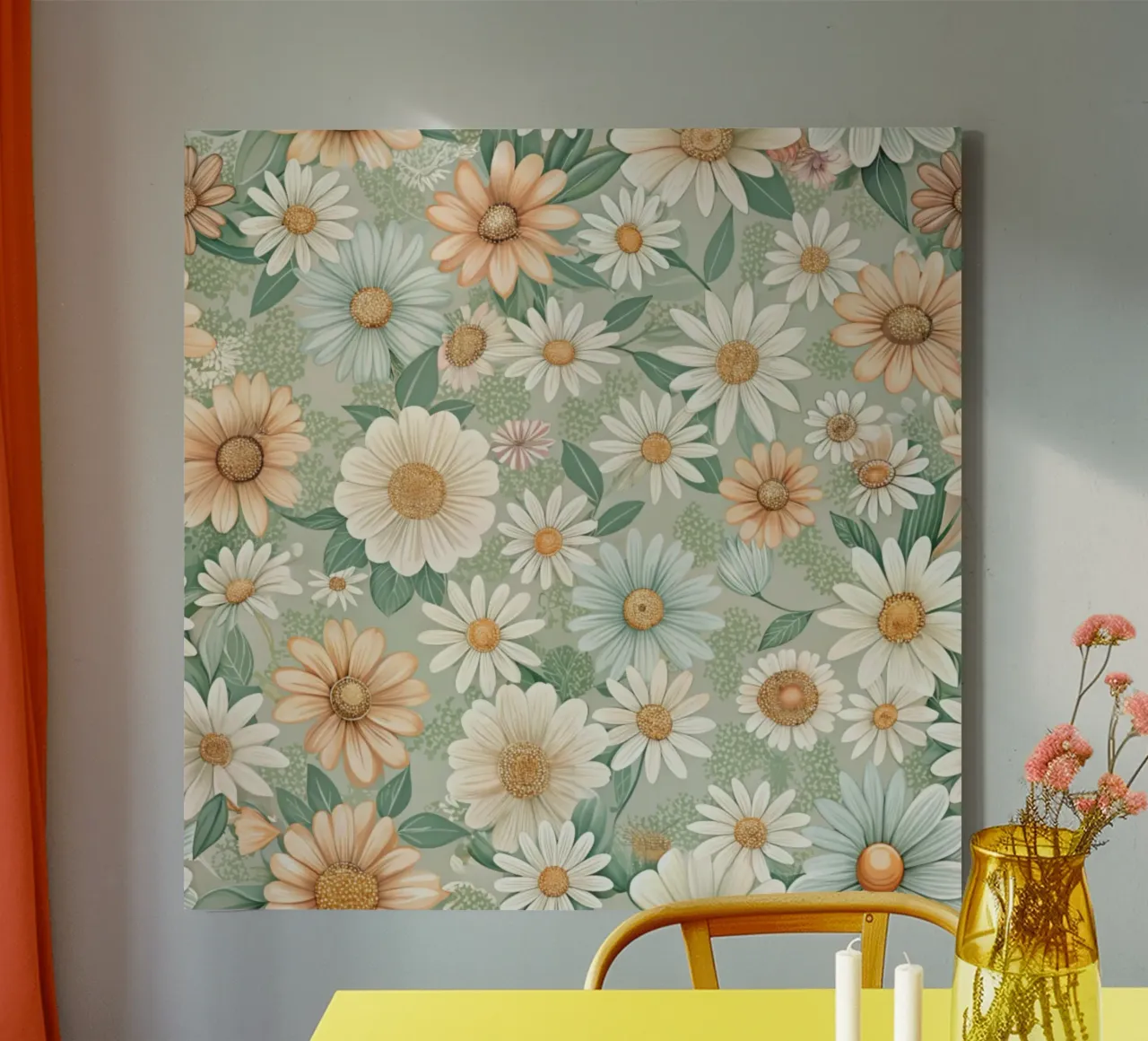 Daisy Reverie tela con Cornice a cassetta da Botanical Pattern House