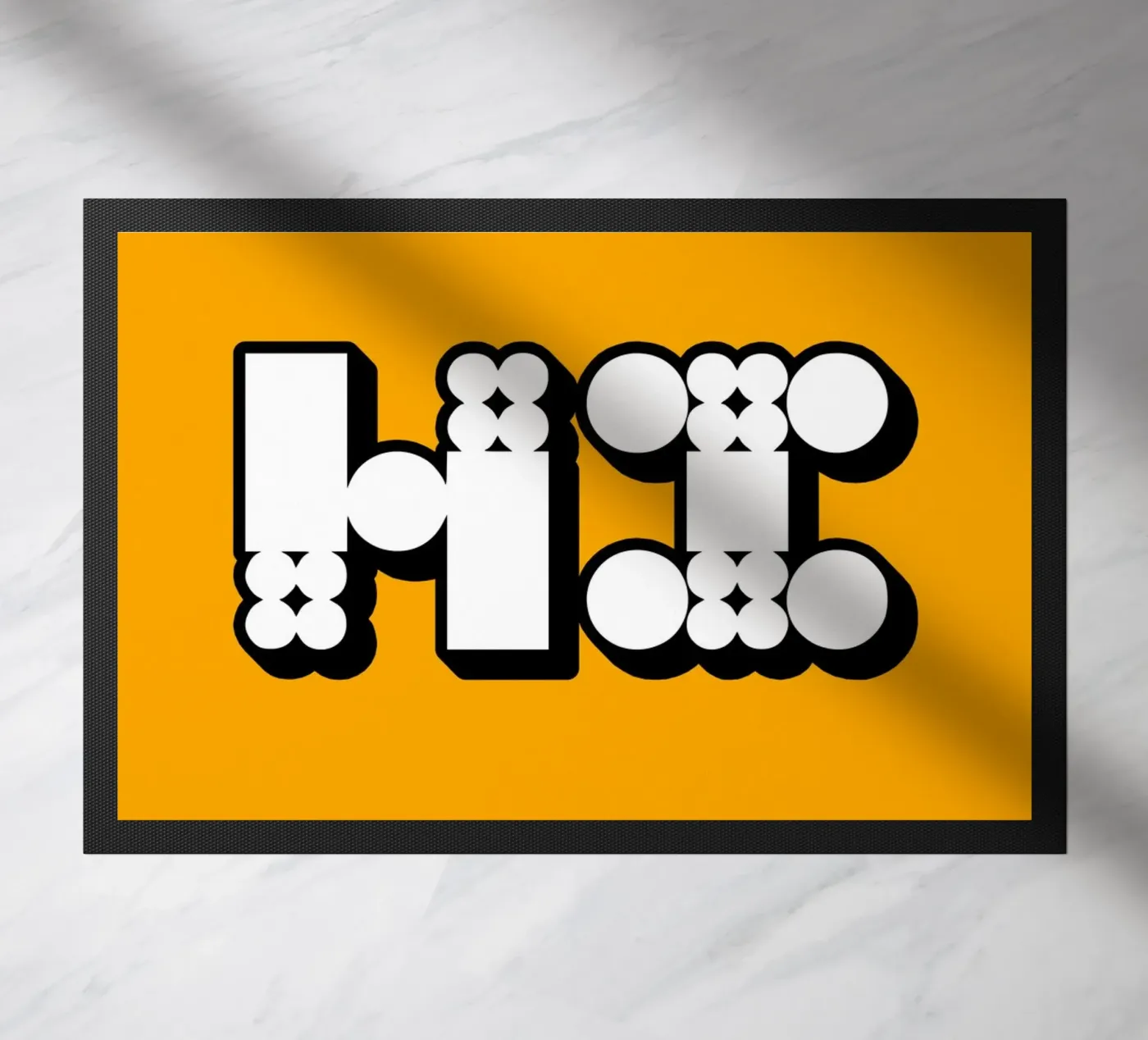 "HI" doormat by SMRT STUDIO