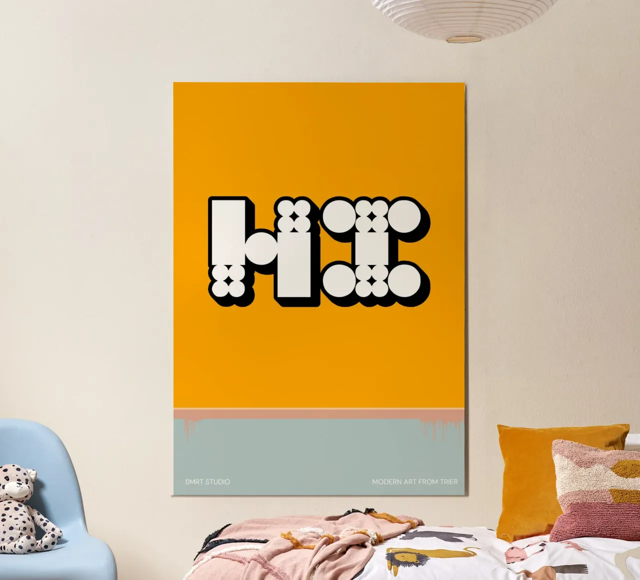 "HI" poster con telaio in plastica da Einfach Uebel