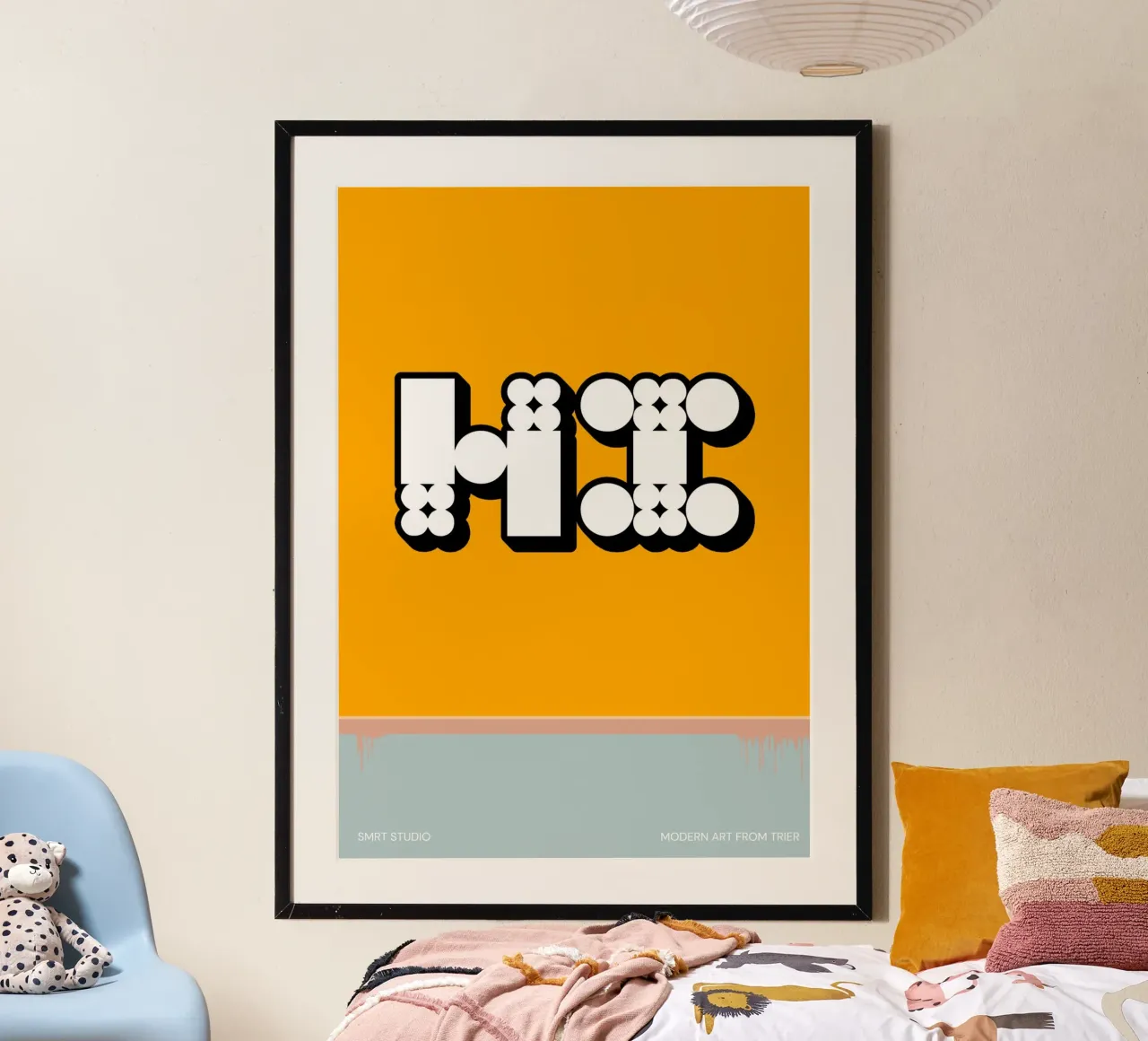"HI" poster con telaio in plastica da Einfach Uebel