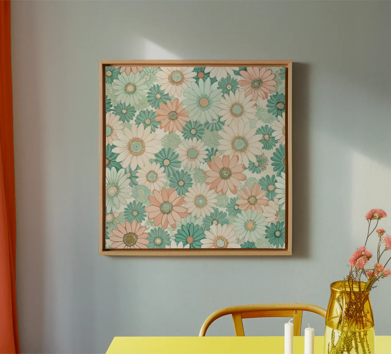 Daisy Reverie canvas with Floater frame by Botanical Pattern House