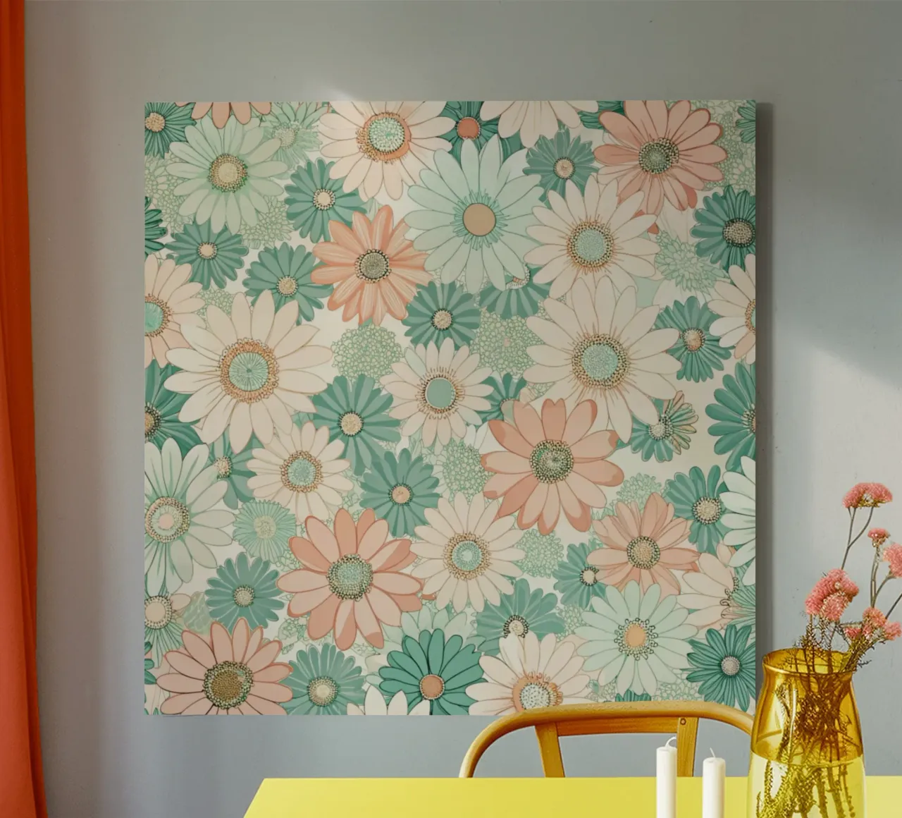 Daisy Reverie canvas with Floater frame by Botanical Pattern House