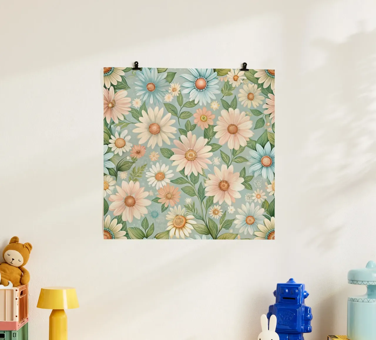 Madeliefje mijmering poster met kunststof frame van Botanical Pattern House