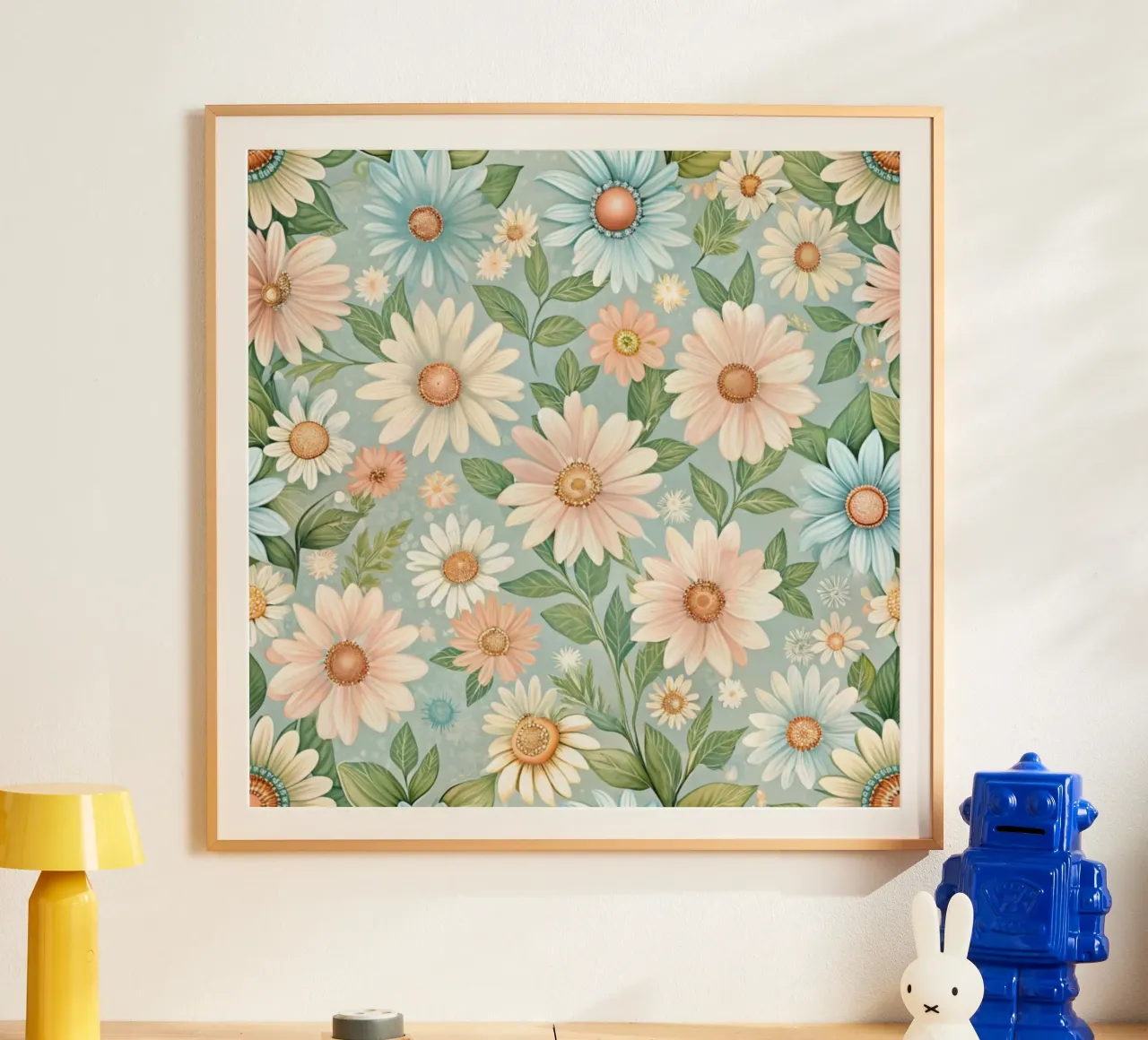 Madeliefje mijmering poster met kunststof frame van Botanical Pattern House