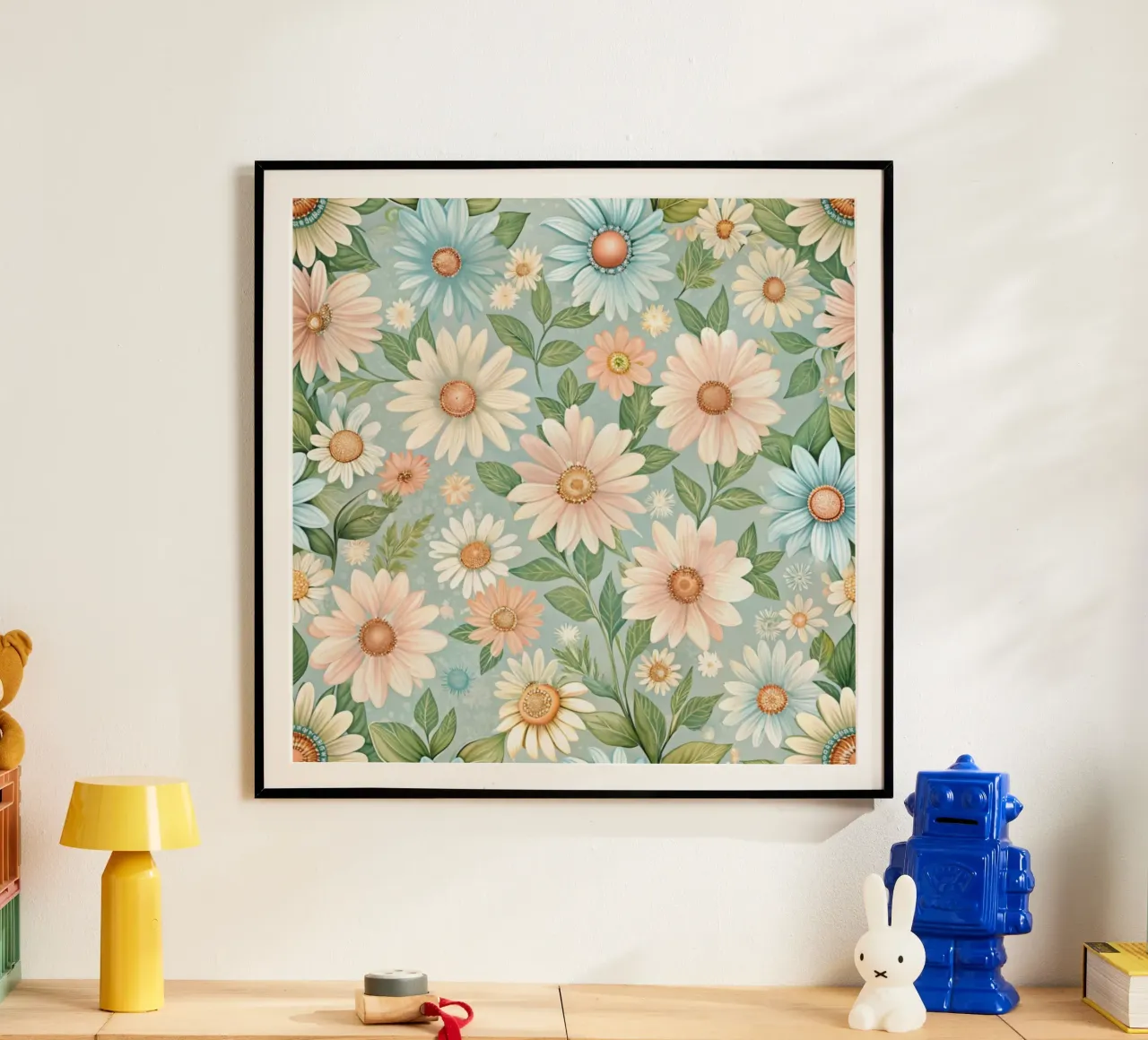 Madeliefje mijmering poster met kunststof frame van Botanical Pattern House