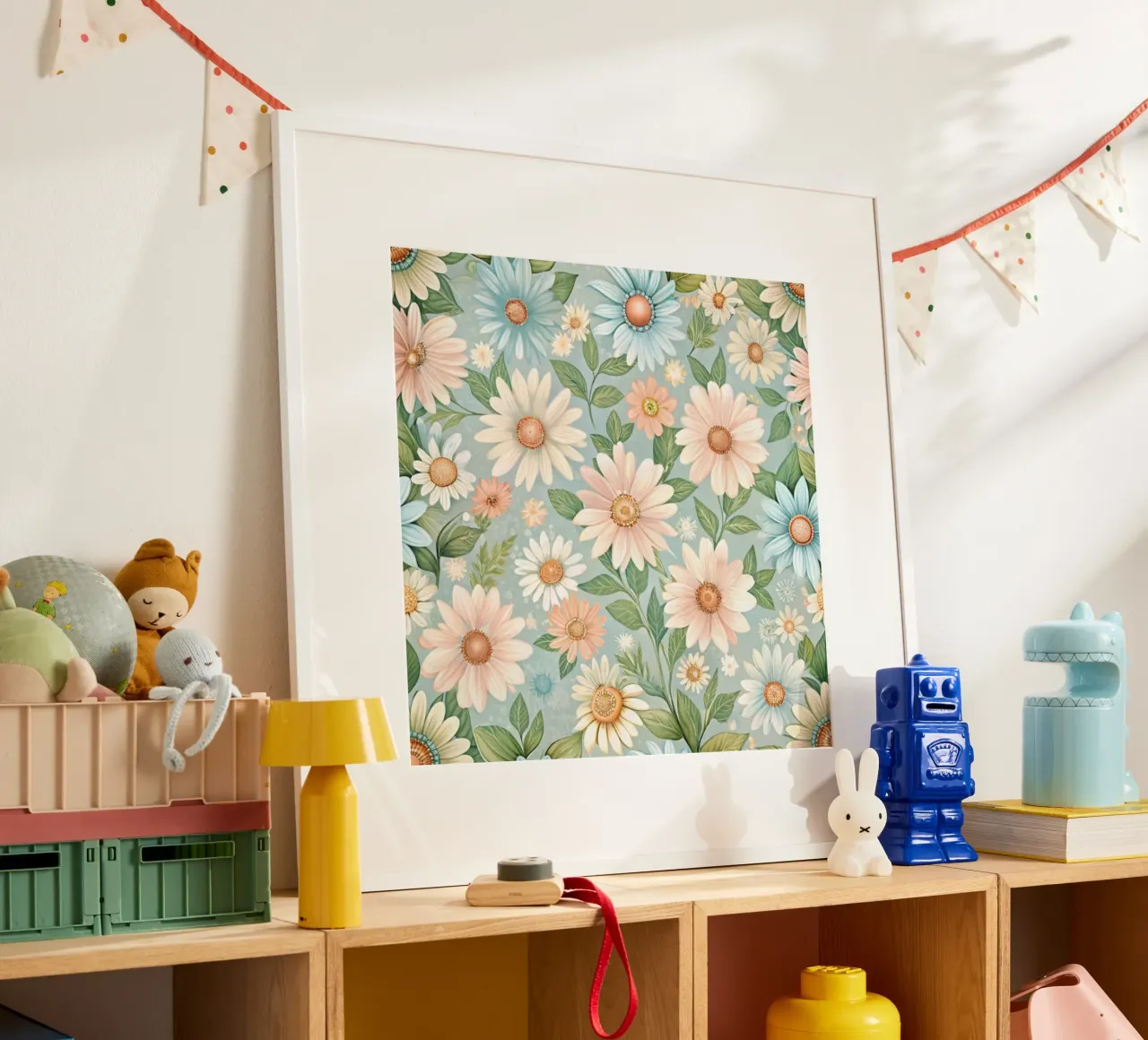 Madeliefje mijmering poster met kunststof frame van Botanical Pattern House