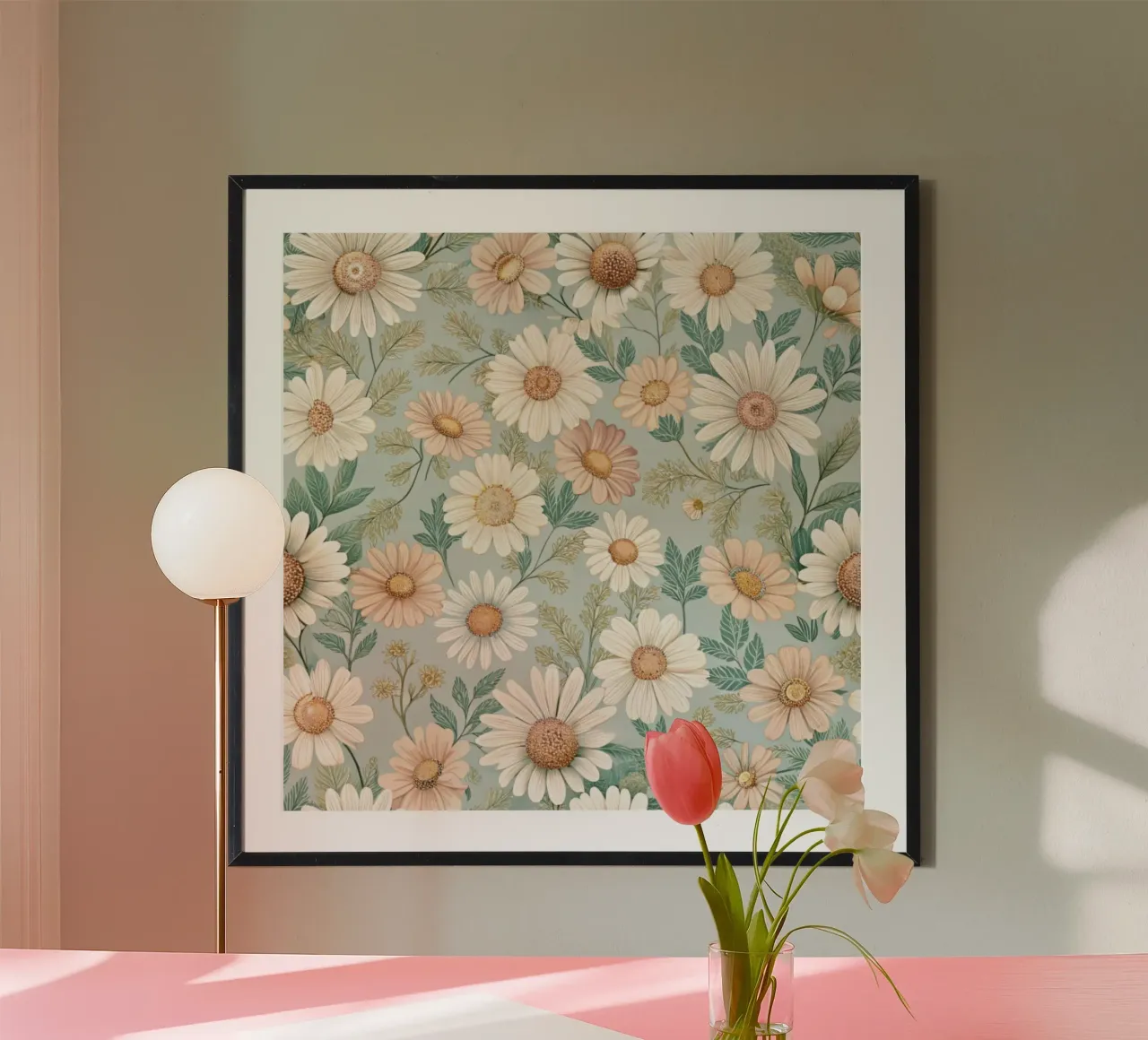Daisy Reverie poster con telaio in legno da Botanical Pattern House