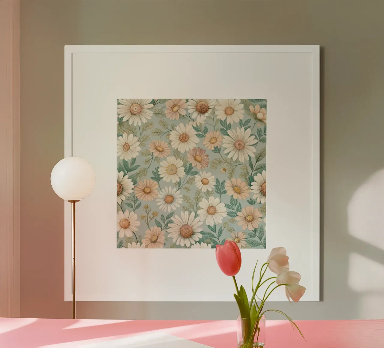 Daisy Reverie poster con telaio in legno da Botanical Pattern House