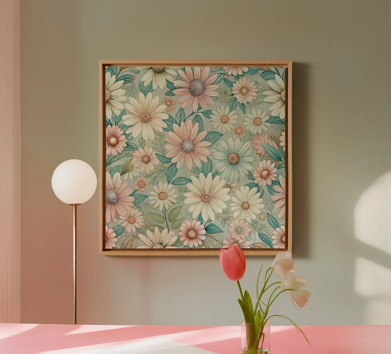 Daisy Reverie tela con Cornice a cassetta da Botanical Pattern House